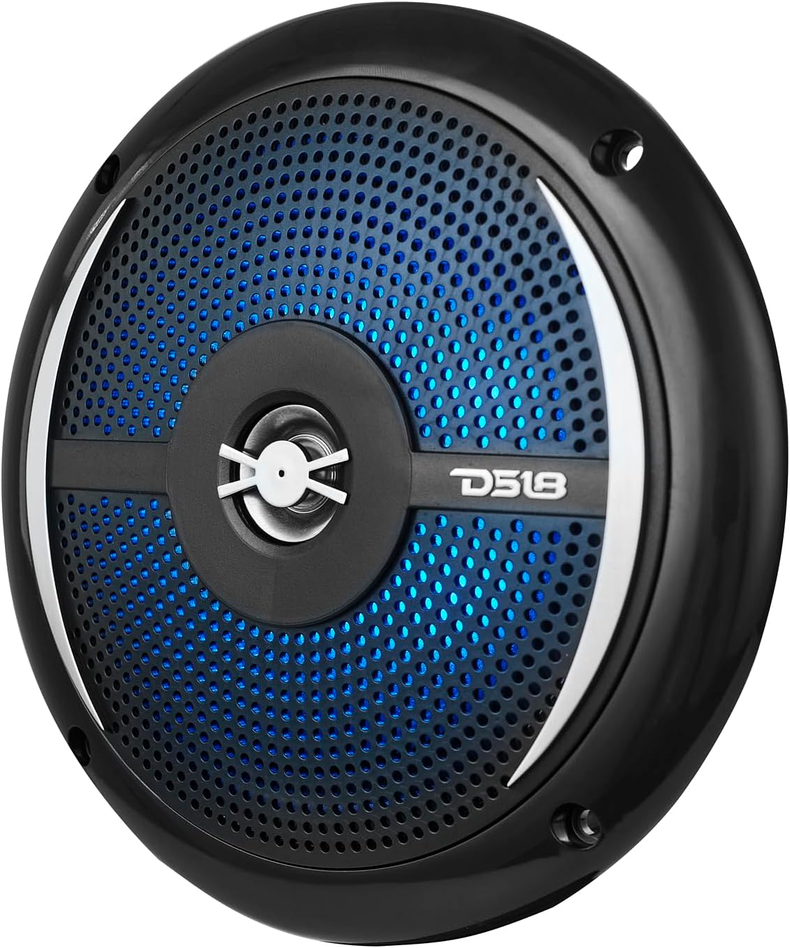 DS18 NXL-6SL/BK speaker with blue LED illumination.