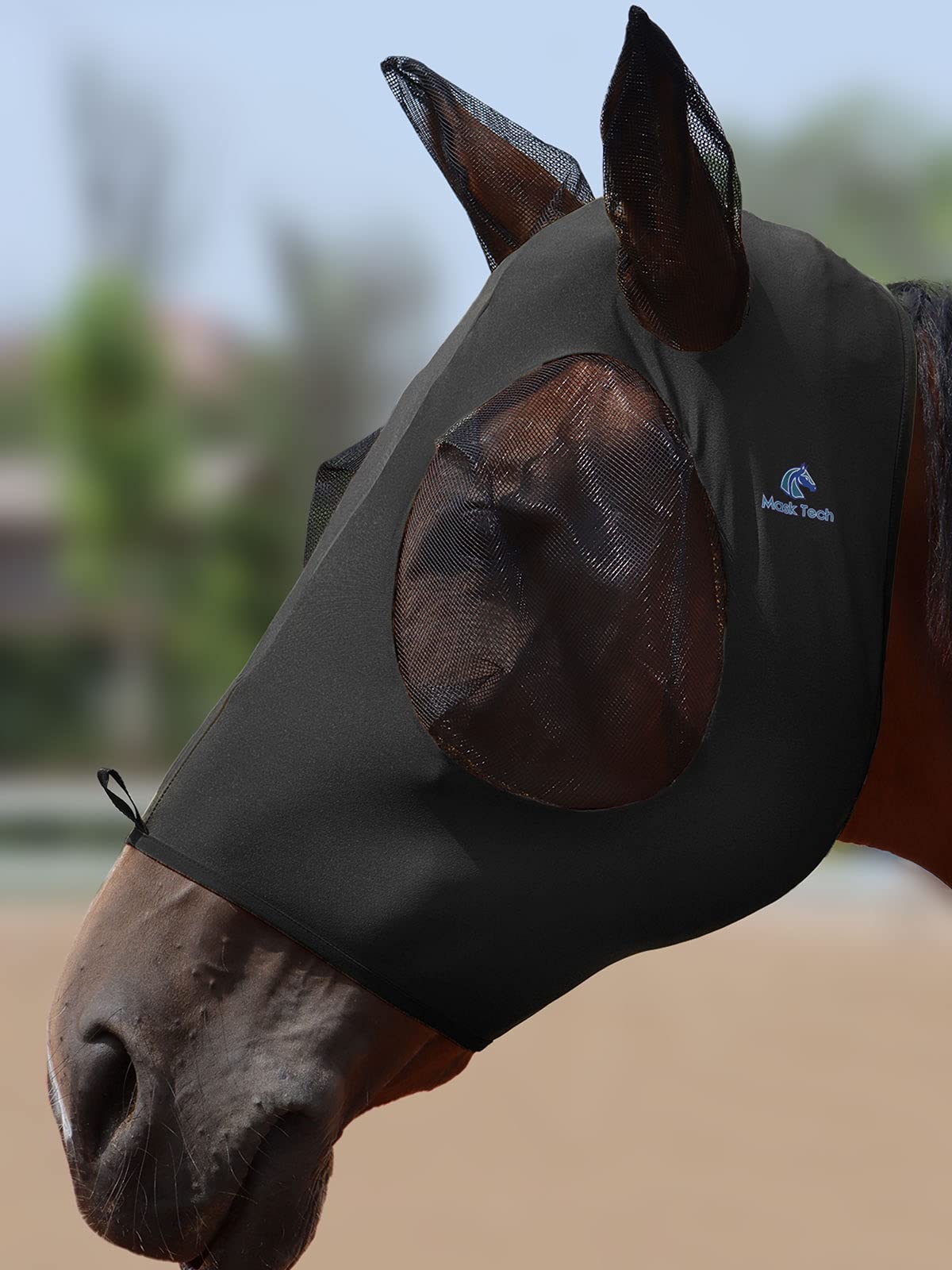 Mask Tech Fliegenmaske für Pferde, 5 Stück, dehnbare elastische Fliegenmasken mit Ohren, atmungsaktiv, weiches Netzgewebe, 3D-Augenabstand & UV-Schutz, einfaches Hineinschlüpfen für die tägliche