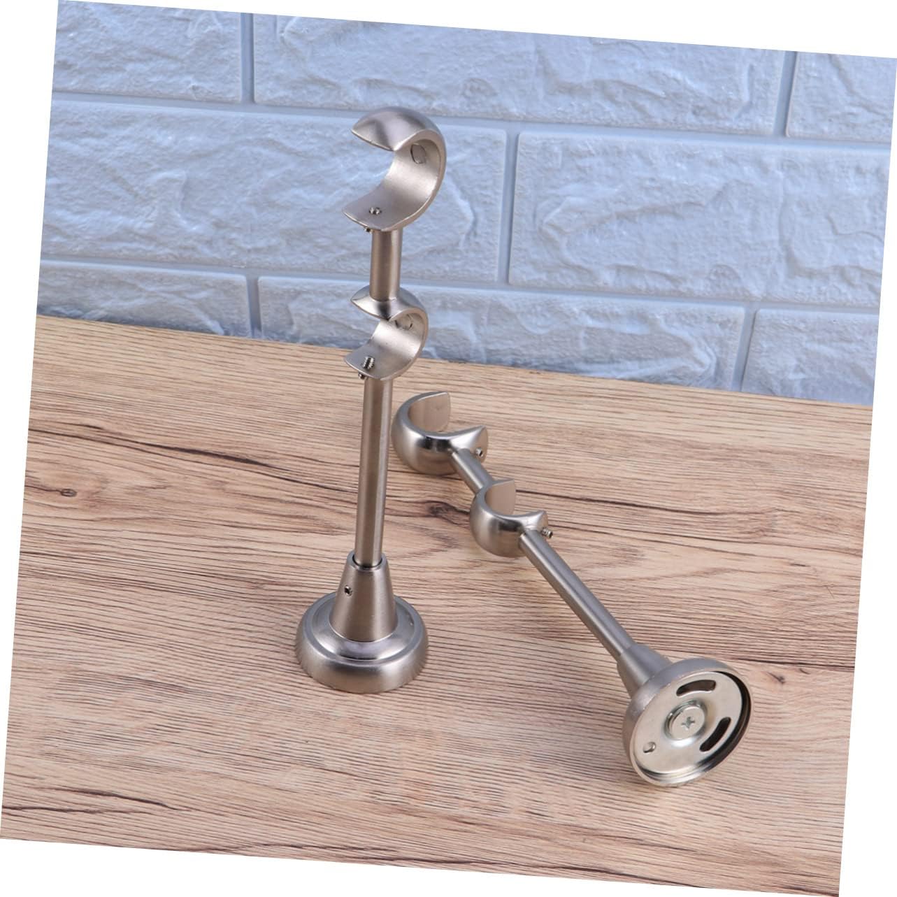 2pcs Double Curtain Rod Brackets Drapery Holders for Vintage Home Easy to Install Curtain Pole Supports Sturdy Wall-Mounted Rod Bracket