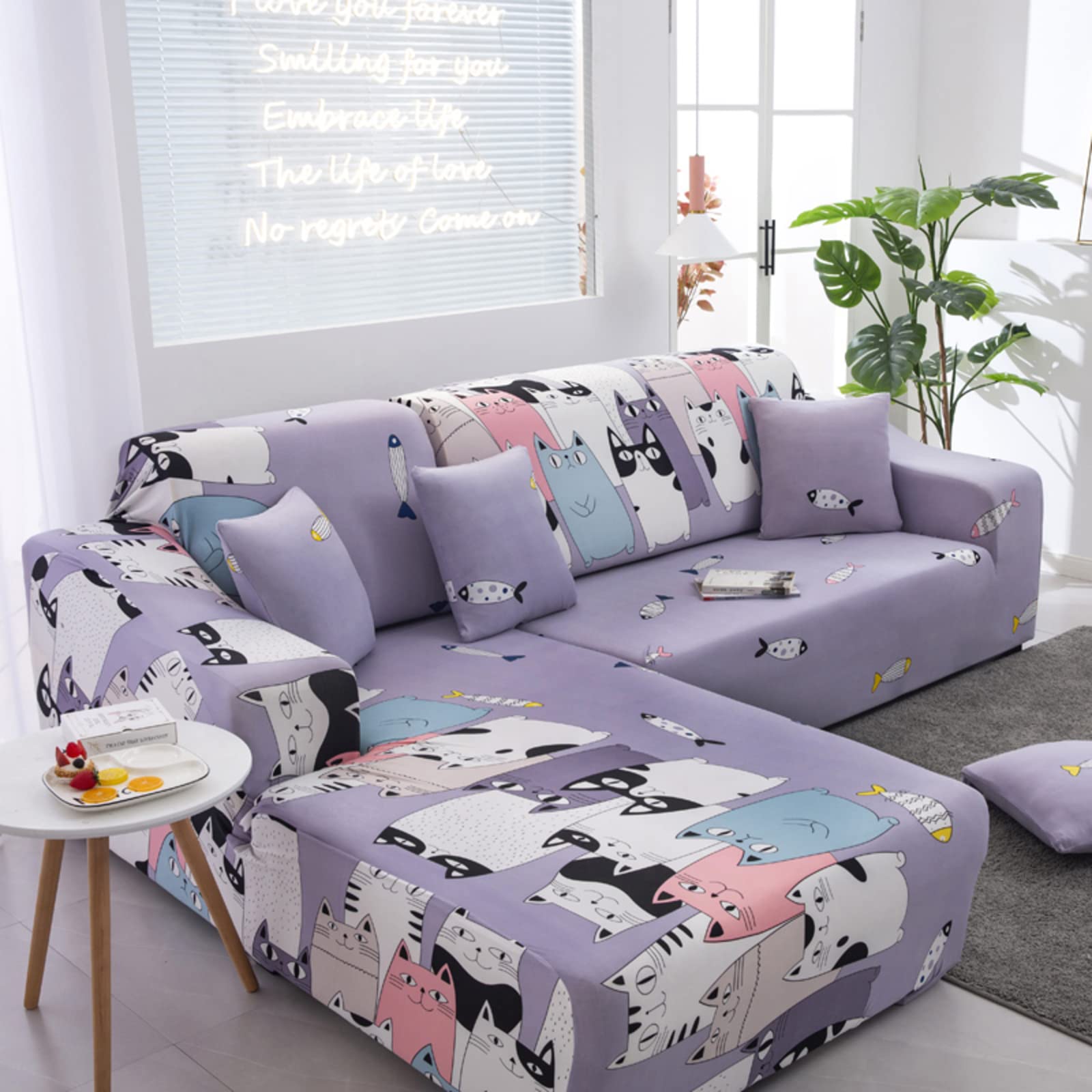 Waterproof Sofa Cushion Slipcover Stain Resistant Sofa Cover with Tie Sofa Slipcover Cover with Elastic Botto Sofa Protector with Multi Slipcovers for Pet Dog Home-K 1 Seater Chair(35-5