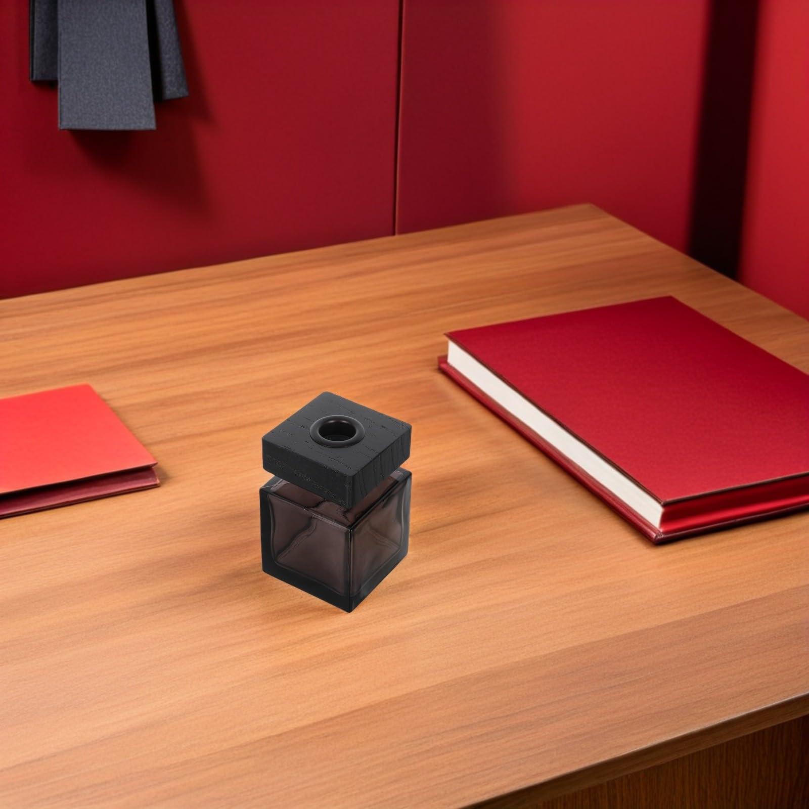 jojofuny Flaconi Diffusori in Vetro Quadrati da 100 Ml con Coperchio in Legno Set da 2 per Oli Essenziali Diffusore di Fragranze Ricaricabile per Casa Auto e Camera da Letto Accessori