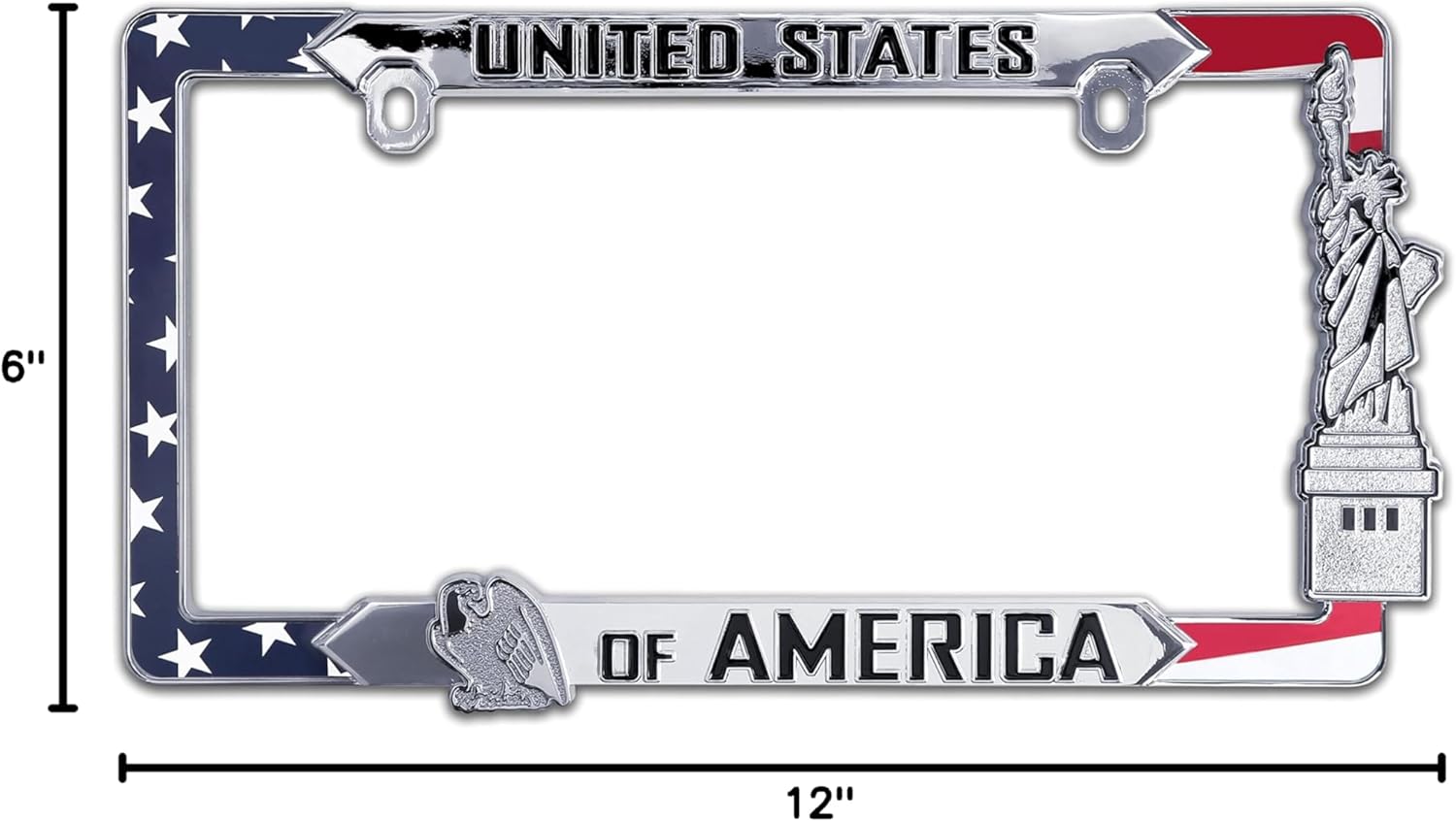 Elektroplate Patriotic United States of America Chrome-Plated All-Metal Premium Custom Molded 3D License Plate Frame Tag Holder for Cars/SUVs/Trucks Weather-Proof Automotive Accessory