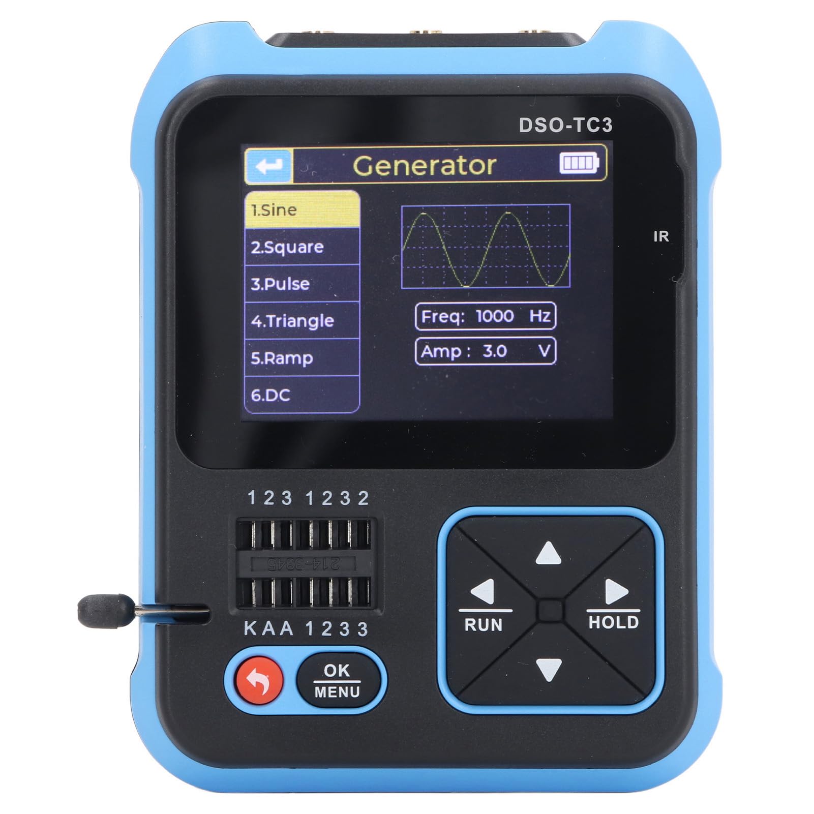 Duokon Osciloscopio DSO TC3, Osciloscopio Portátil 3 en 1, Probador de Componentes Digitales ABS y Generador de Funciones, 500 KHz 10 S, para Estudiantes Ingenieros Reparación de Laboratorio