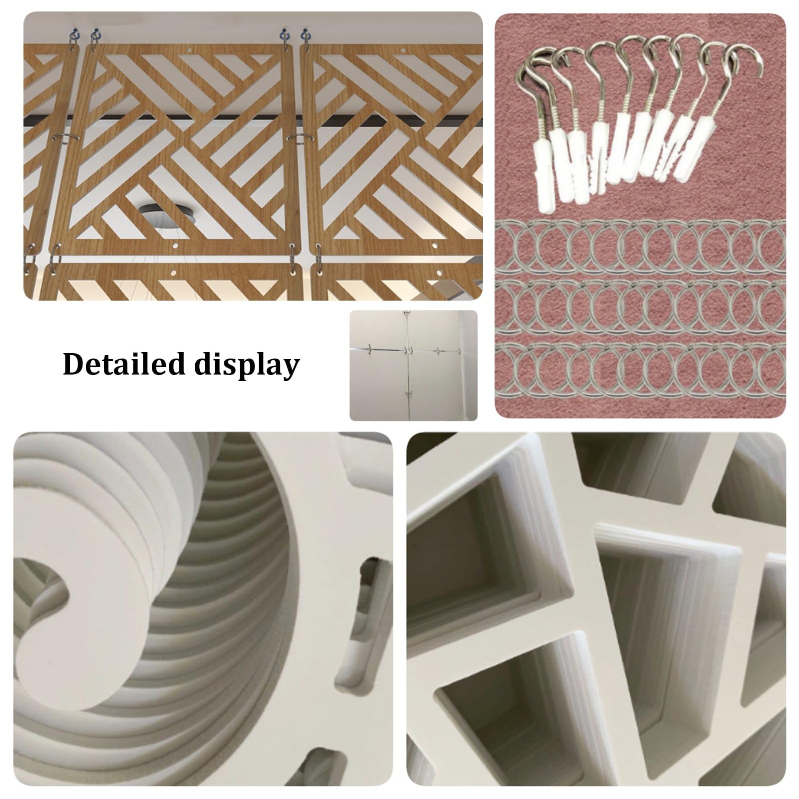 24 Pannelli Divisori Sospesi, Pannelli Divisori Sospesi in Legno e Plastica Fai da Te, Moderni Pannelli Decorativi per la Privacy per Camera da Letto, Ufficio e Open Space