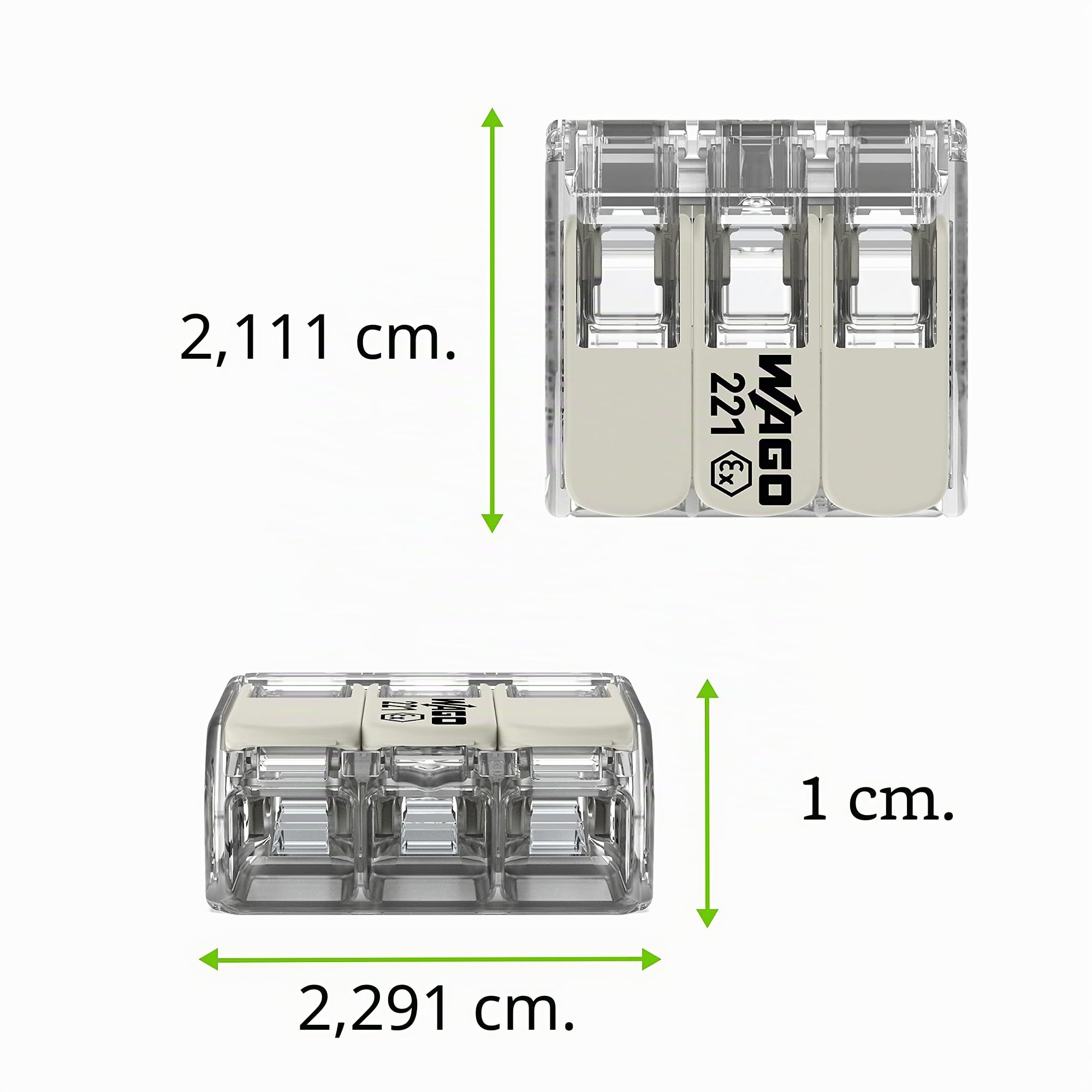 WAGO Terminali di collegamento 221-683 | 3 conduttori, fino a 6 mm², 30 pezzi, connettori per cavi COMPACT con leve per tutti i tipi di conduttori in tutto il mondo, sicurezza delle applicazioni