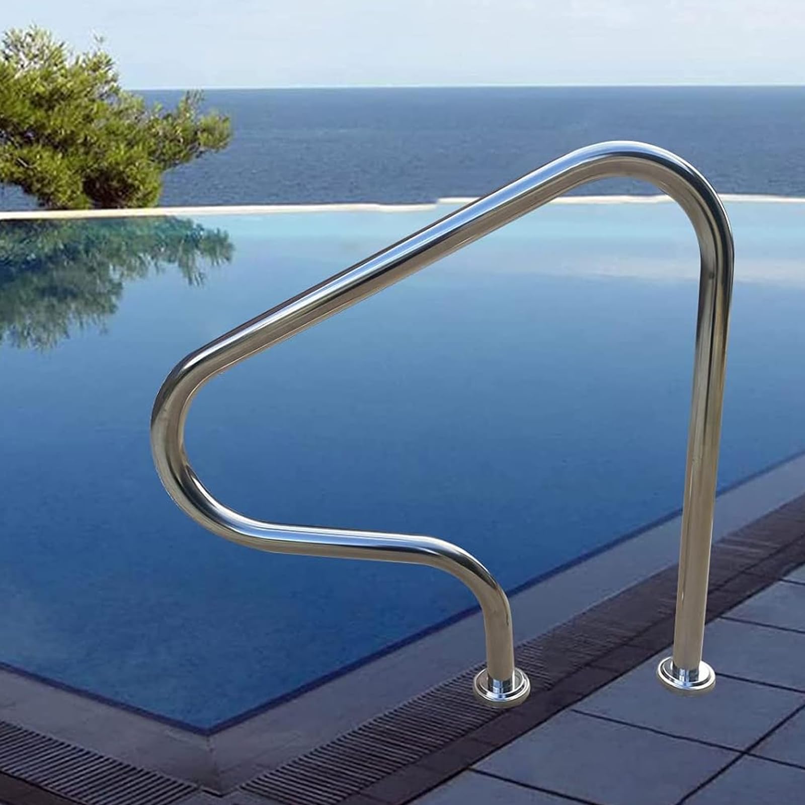 Pool Handrail Swimming Pool Safety Hand Rail Inground Pools Handrails,304 Stainless Steel Pool Railing, for Garden Backyard Pools