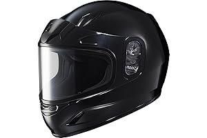 HJC CL-YSN Solid Full Face Youth Snowmobile Helmet with Framed Dual Lens Shield (Black, Medium)
