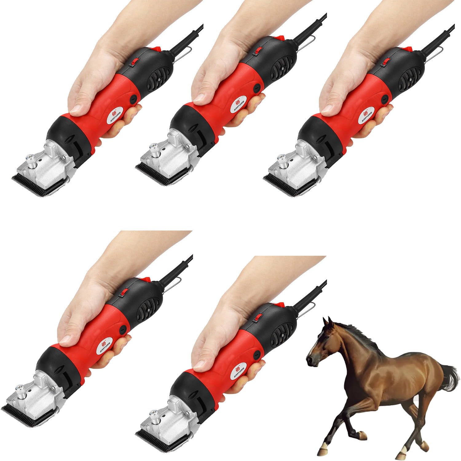 CelyToe 6 Speed Heavy Duty Horse Clippers,690W Electric Livestock Shearing Clippers for Thick Coats Horses Ponies Cattle Large Dogs Low Vibration Quiet Grooming 5-110V