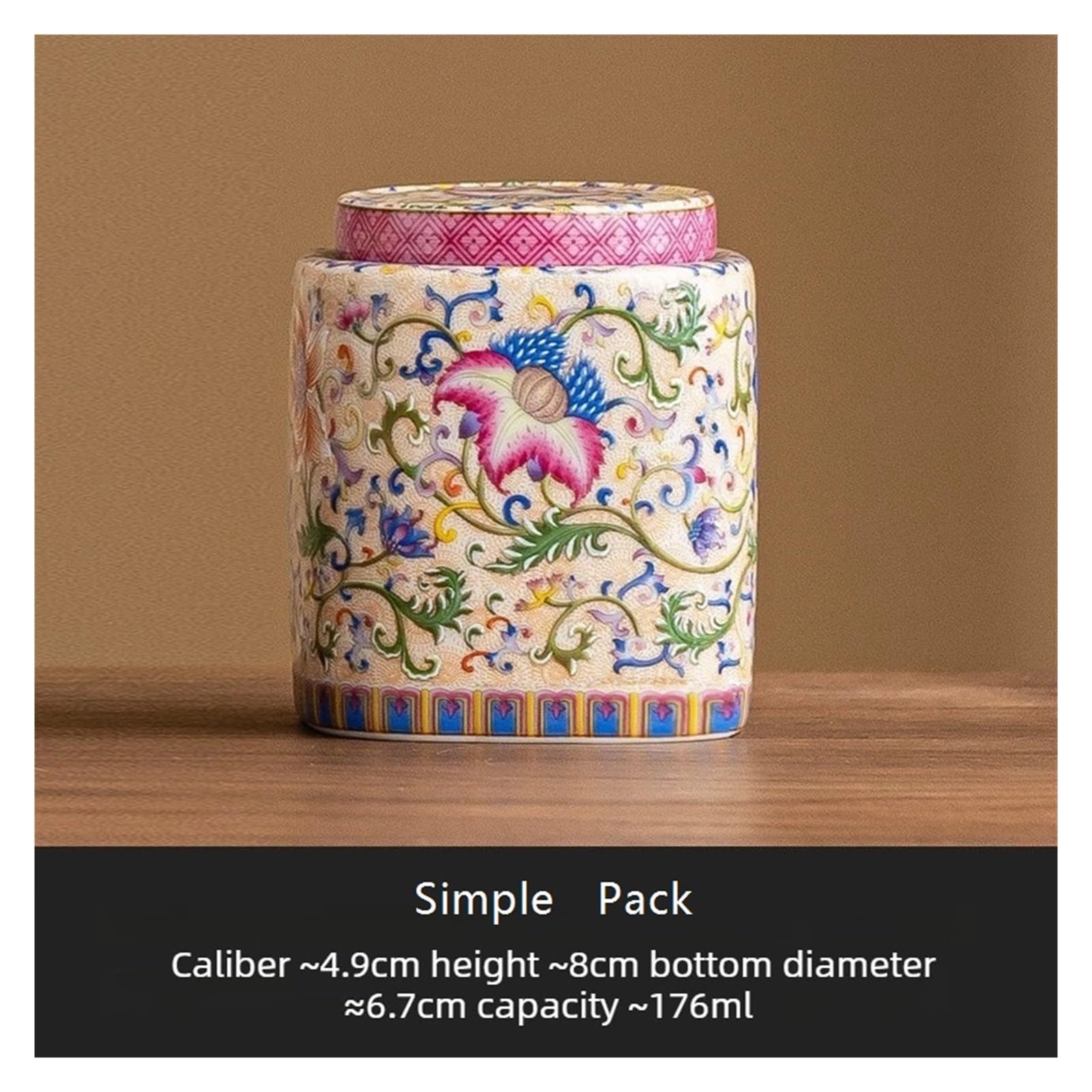 Generico Contenitore for tè Cloisonne for cucina | Smalto cloisonné, chiusura ermetica, barattolo in ceramica, stile cinese, da banco(Gift Box Set)