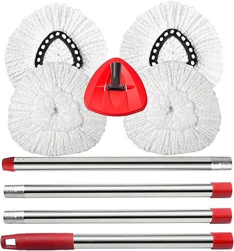 Miniatura 1 de Cabezal de repuesto para trapeador giratorio compatible con la mopa giratoria O Cedar EasyWring, 4 recambios de mopa O-Ceda, mango de trapeador de