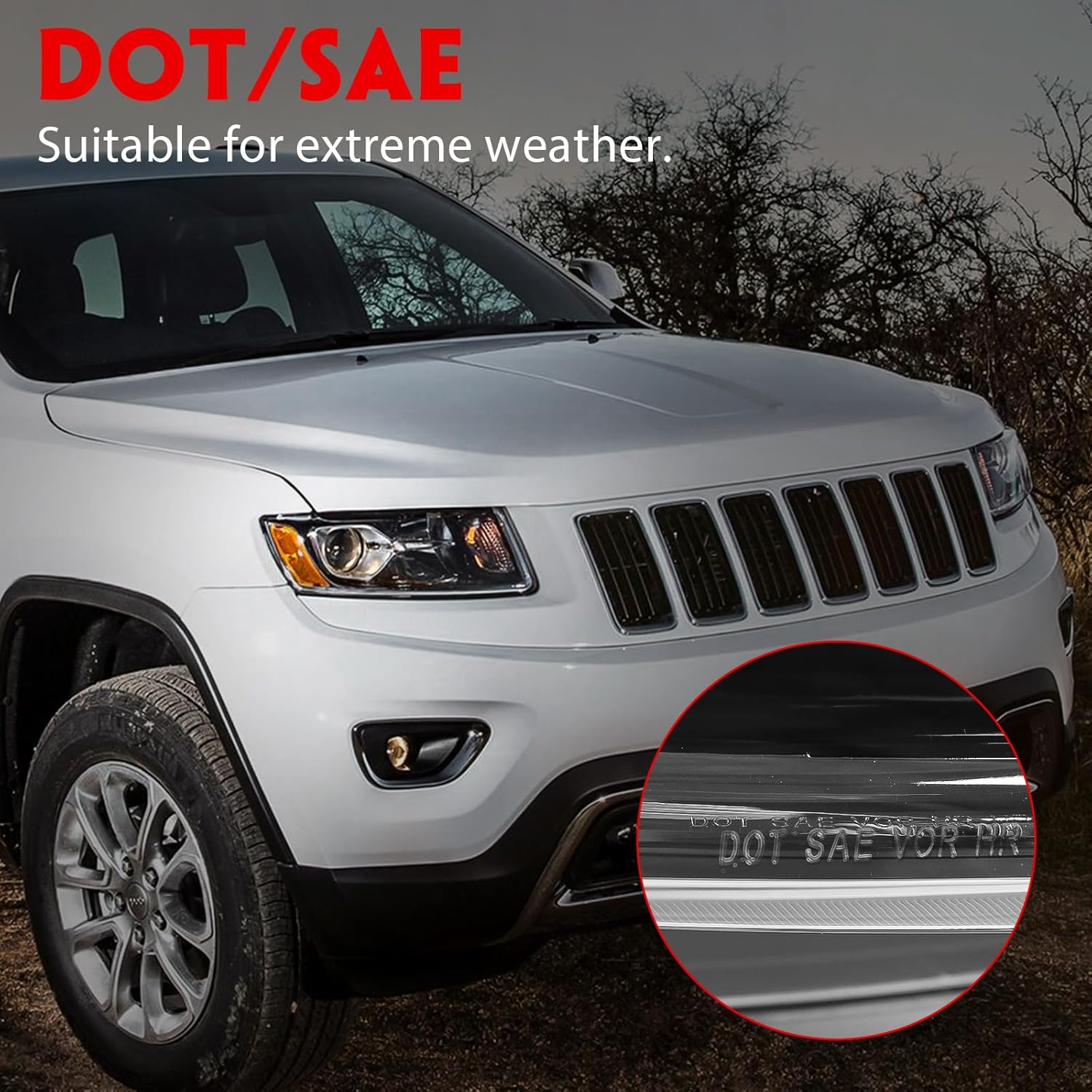 Huray Headlight Assembly for Jeep Grand Cherokee 2014-2016 [Only for Halogen Type] [Chrome Housing] OE Headlamp Replacement Passenger Side