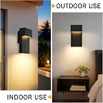 Nigaut LED Lumières extérieures pour la maison, 15W 3000K Lumière de porc noir, 2 Pack Exclusivité Matte noir en aluminium, 1020LM 3000K Lumière blanche chaude pour promenade, garage, patio et entrée