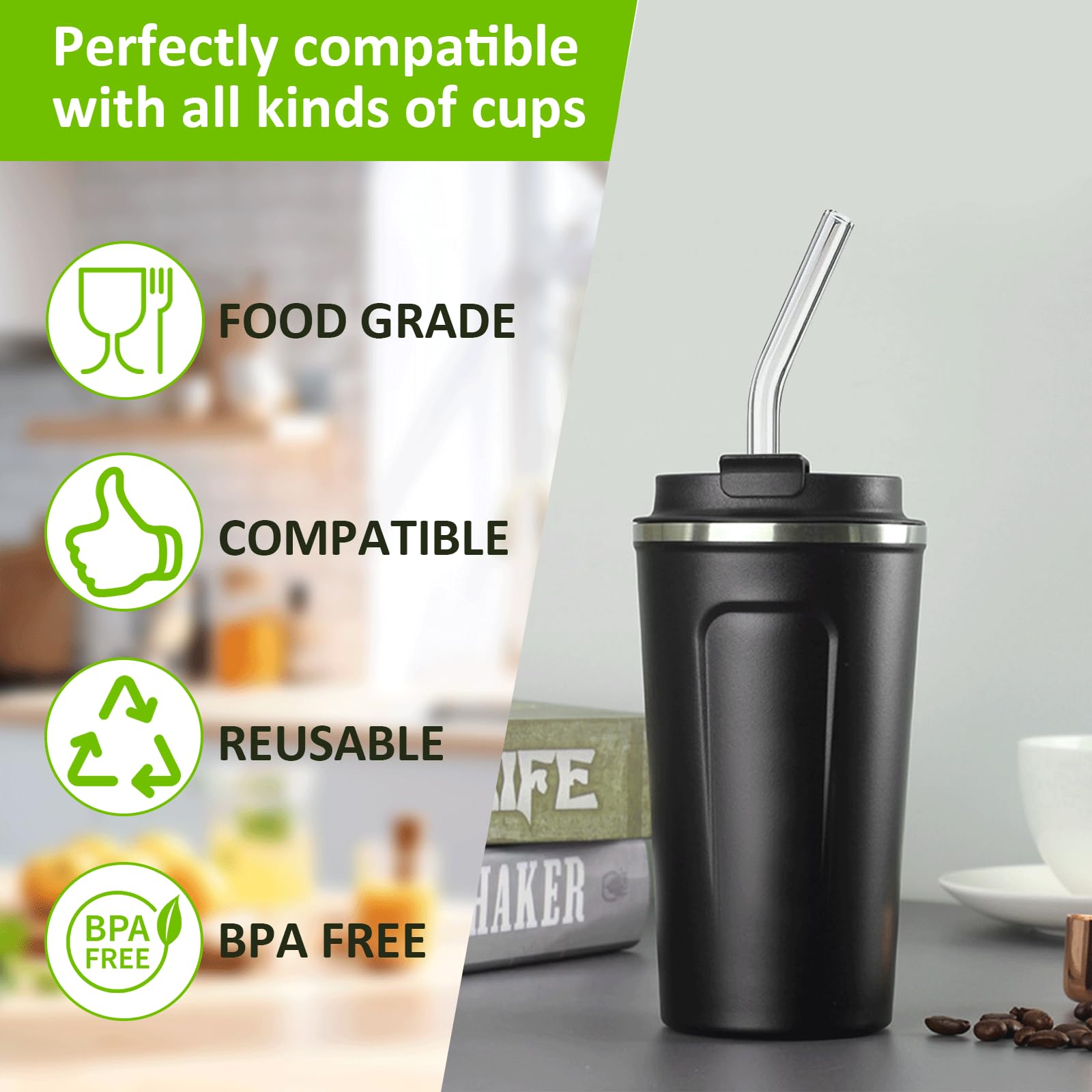 2 Pajitas De Vidrio De 4 Piezas, Pajitas Largas De Estilo B