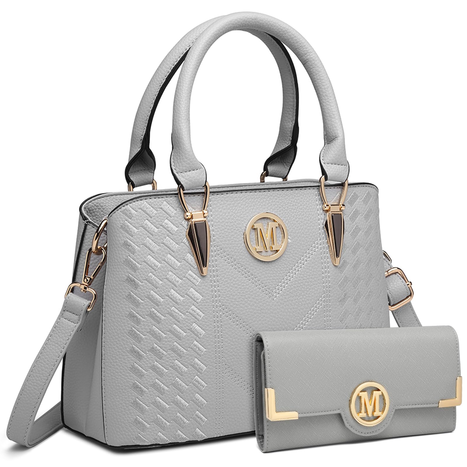 Handbag for Women, Woven and Chevron Pattern, M Logo on The Front, Top Handle or Shoulder Bag