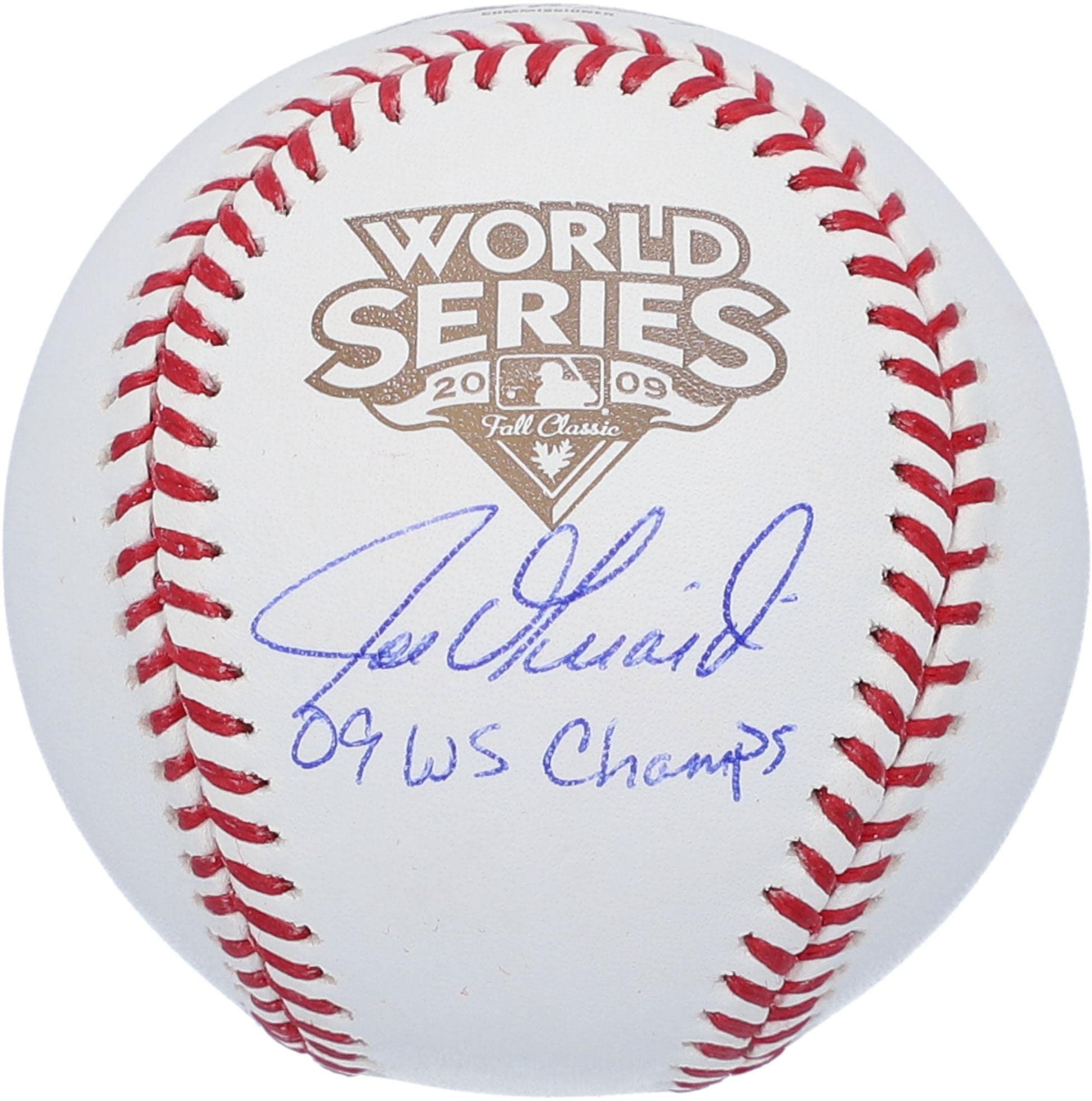 Joe Girardi New York Yankees Autographed 2009 World Series Logo Baseball with "09 WS Champs" Inscription - Autographed Baseballs