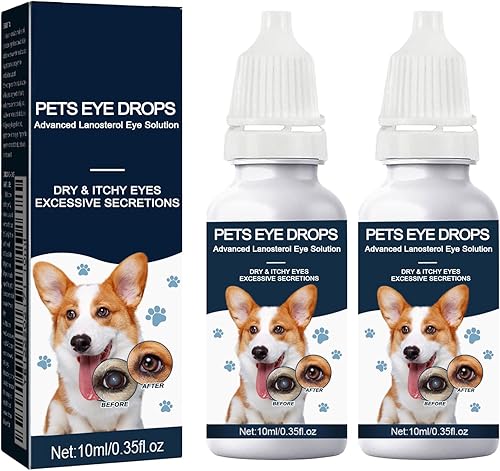 Gotas de cataratas para perros, gotas naturales seguras para los ojos de perro para calmar la irritación de la picazón y los ojos secos, mejorar la