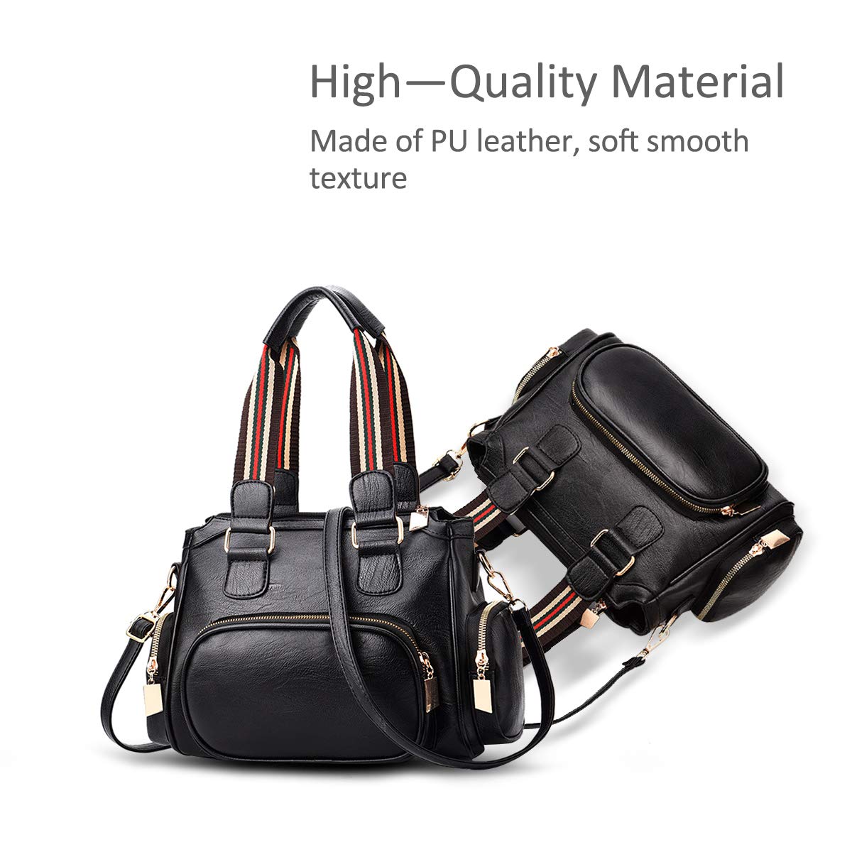 WolFum Nuove borse a mano da donna e borsa a tracolla Borsa a tracolla in morbida pelle con tasche multiple Raddoppia il comfort