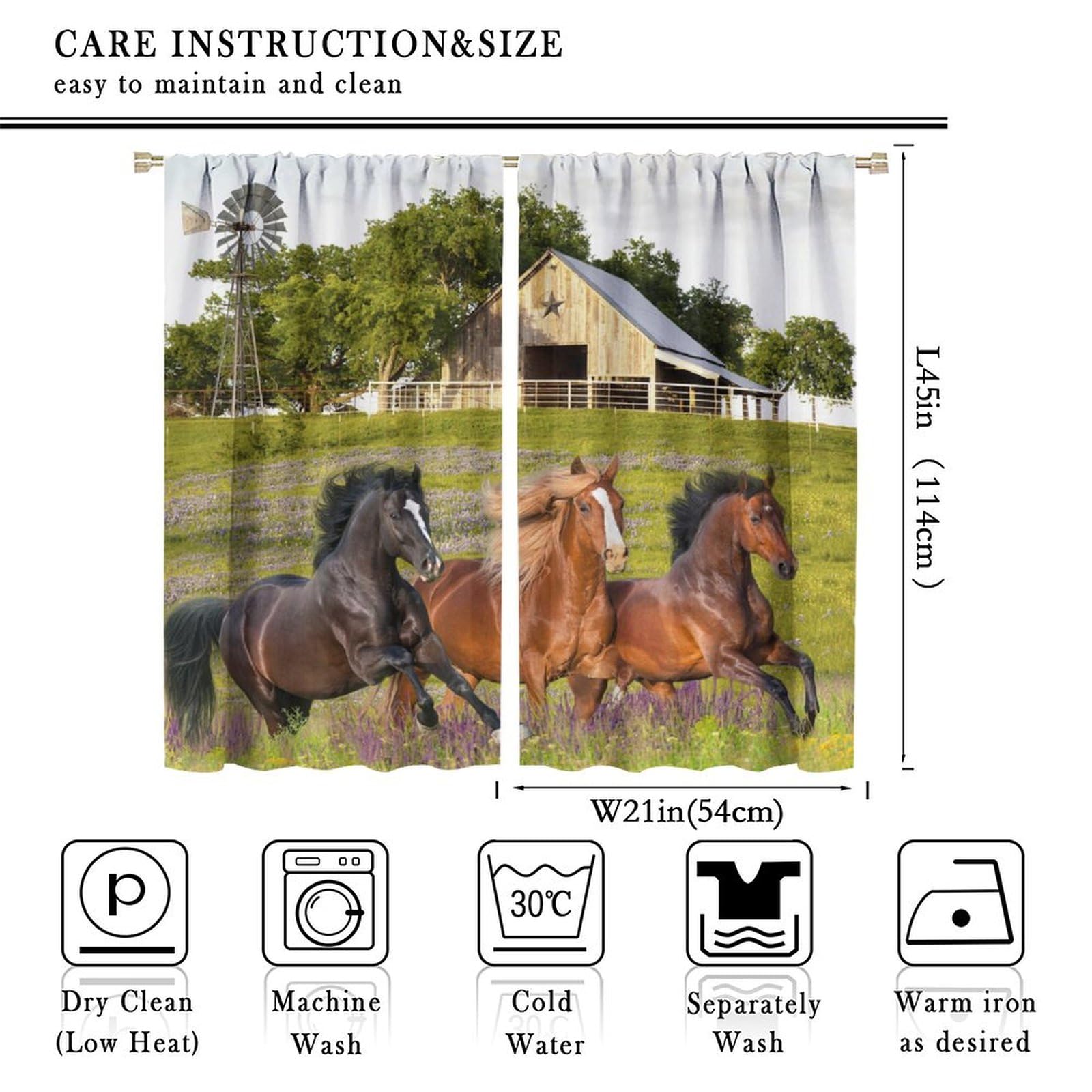 Amazon｜JESTRONRY 素朴な農家 馬の窓カーテン、ヴィンテージ 