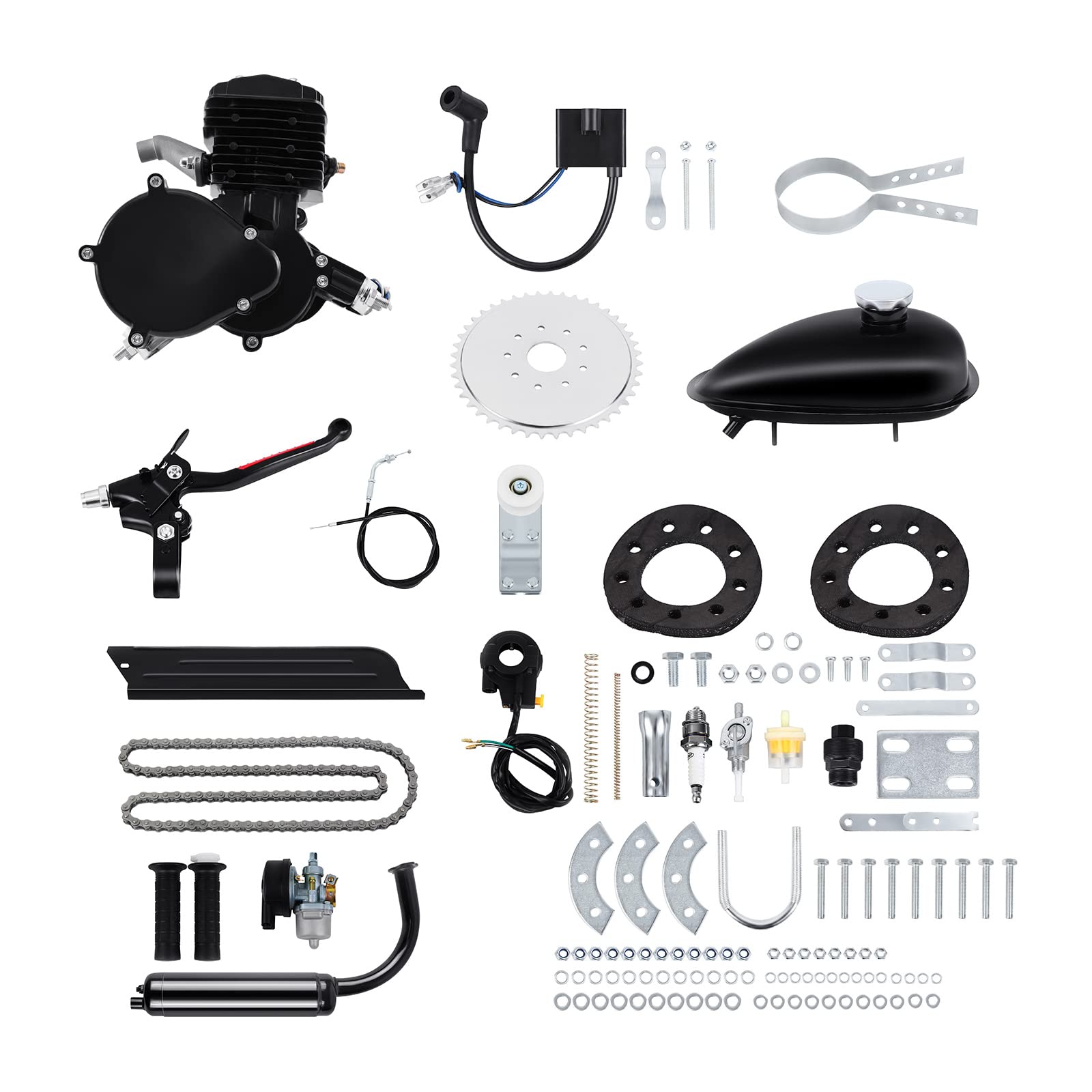 Kit Motor Bicicleta 2 Tiempos 80cc Gas Conversión Bicicleta Motorizada 28 Pulgadas Negro