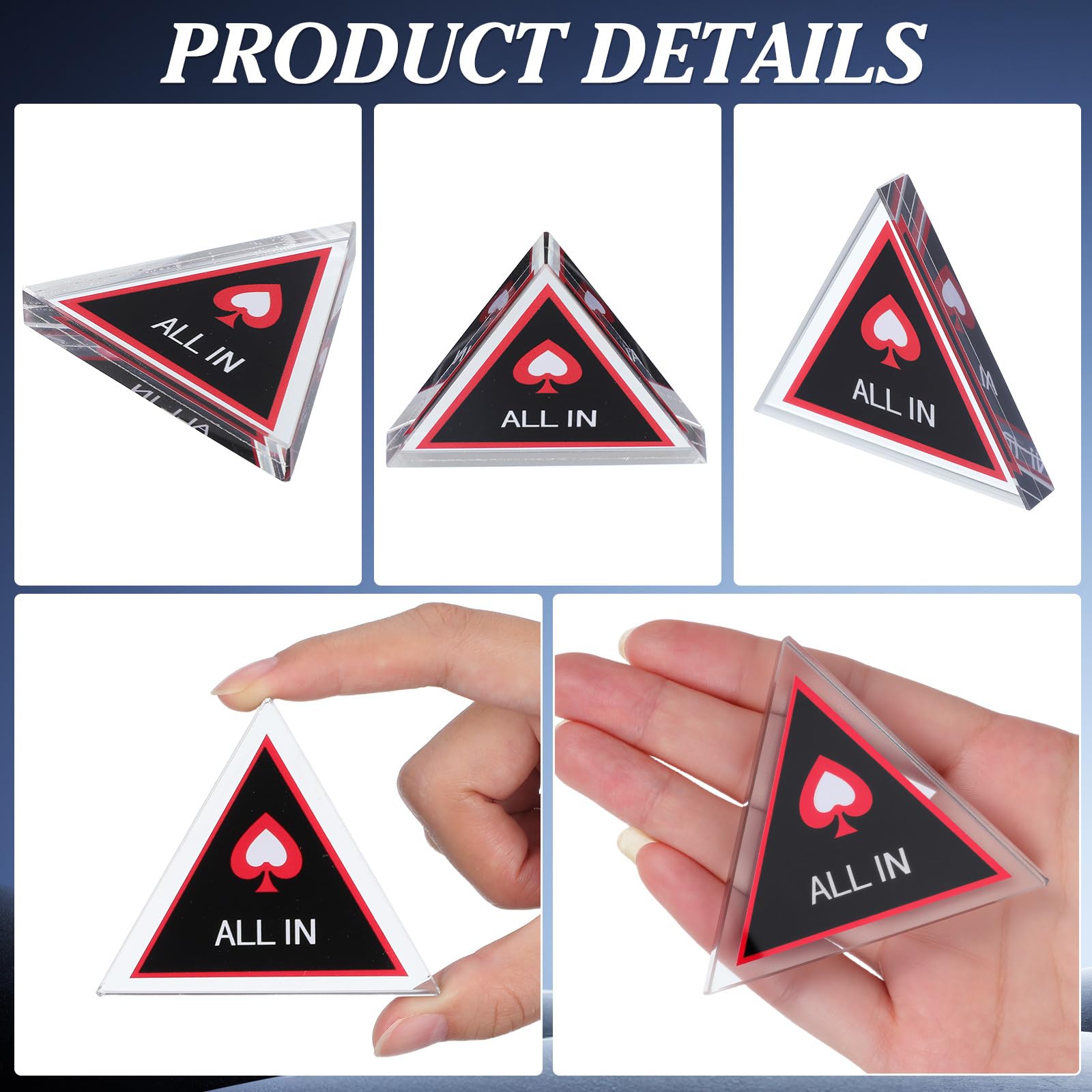 Toddmomy 2pcs All in Chip Buttons, Triangle Poker Dealer Button, Double Layer Poker Chips Game for Party Game Night Home Gatherings - Image 3
