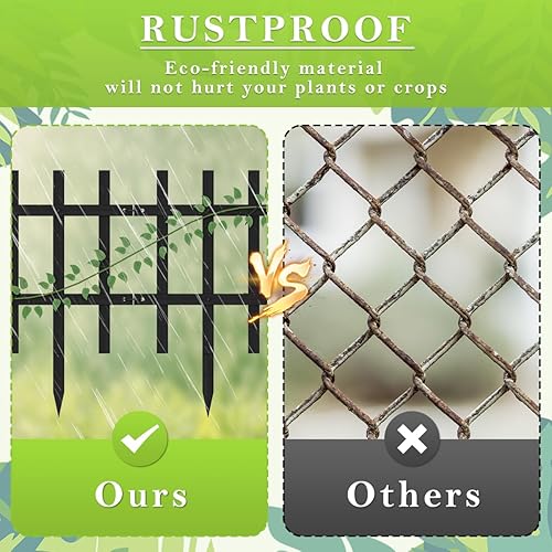 Miniatura 6 de Valla decorativa para jardín, paquete de 10 unidades, 13.5 pies de largo x 17.7 pulgadas de alto, valla decorativa de jardín de bambú para patio al