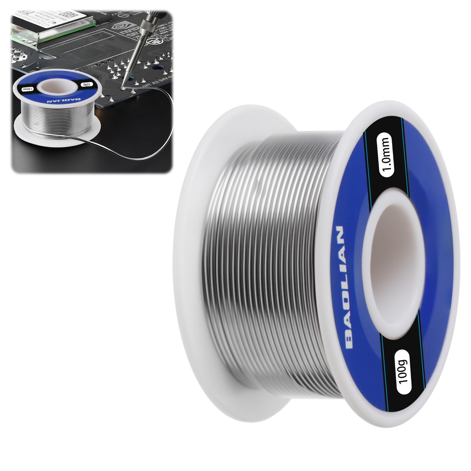 Filo per Saldatura, 1 mm 100g Stagno per Saldatura con Nucleo di Colofonia, Stagno per Saldatura Elettronica, Saldatura per la Riparazione e i Componenti Elettronici