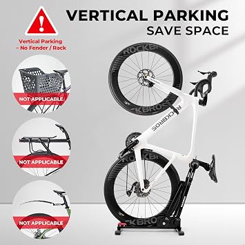 ROCKBROS Bike Stand 2-in-1 Vertical Horiz Floor Adjustable for 24-27.5 | Foldable & Space-Saving, Garage Apartment Storage, Sturdy Carbon Steel Anti-Slip, Easy Install No Tools Required