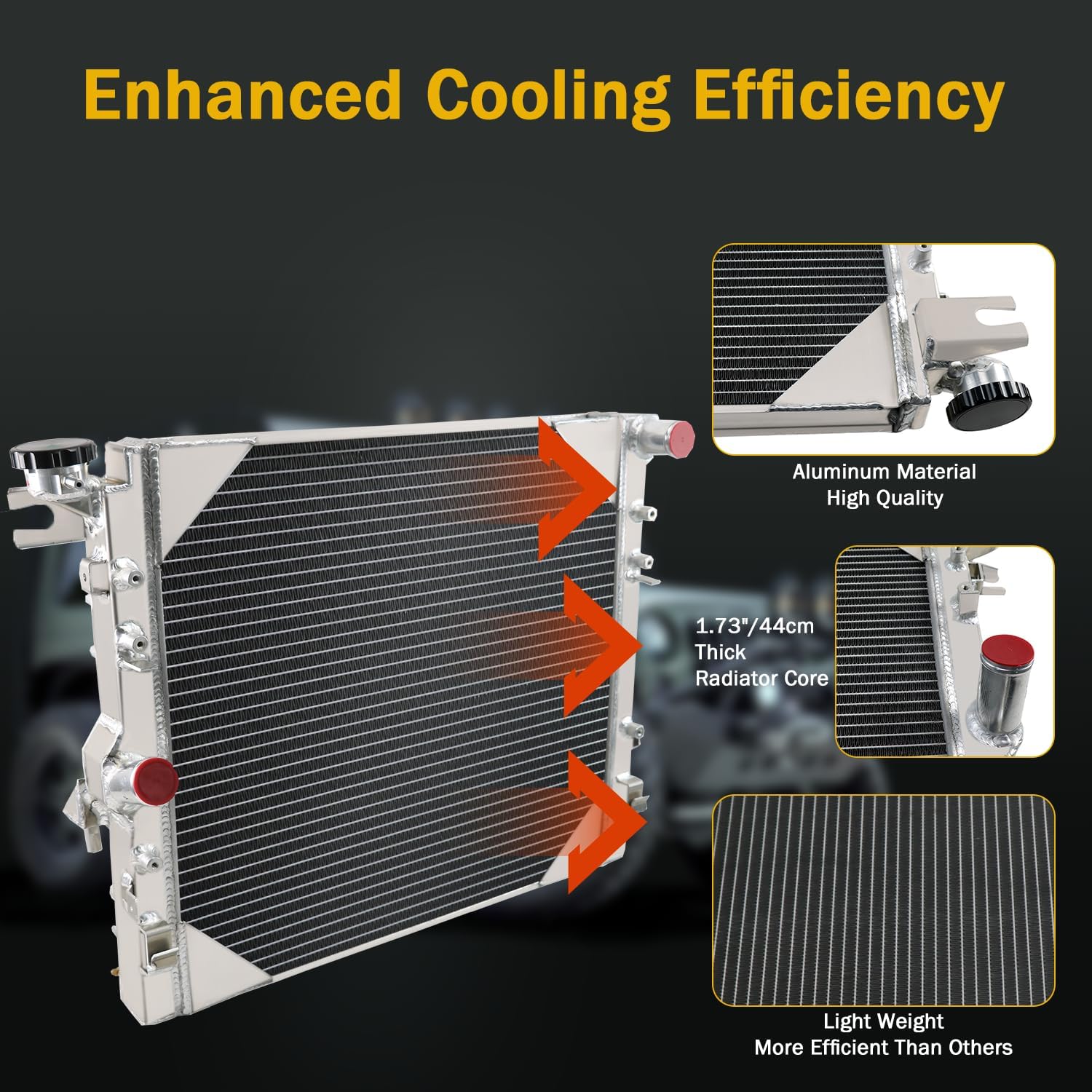 Radiator-Neninkiy All Aluminum Radiator 1 row Radiator Compatible with 2007-2017 Jeep Wrangler 3.6L 3.8L V6 Engine, 2018 Jeep Wrangler JK 3.6L V6 Engine Automotive Cooling Radiator