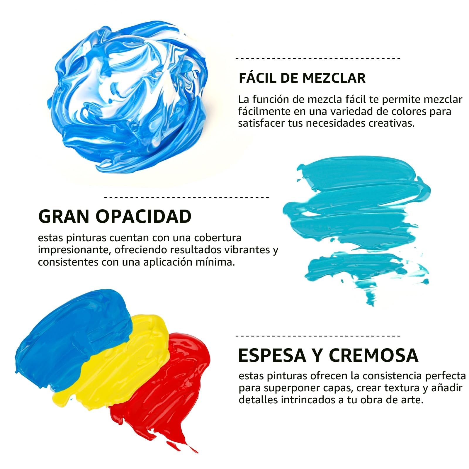 ABEIER Pinturas Acrilicas 56 × 60 ml, Acrylic Paint Set, no Tóxico, No Tóxico, Impermeable, para Lienzo, manualidades, Madera, Cerámica, Tela, para Artistas, Principiantes y Niños