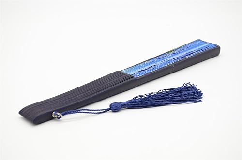 Miniatura 6 de OMyTea Abanicos plegables de seda de mano con marco de bambú  con una funda de tela para protección para regalos  100% hecho a mano oriental