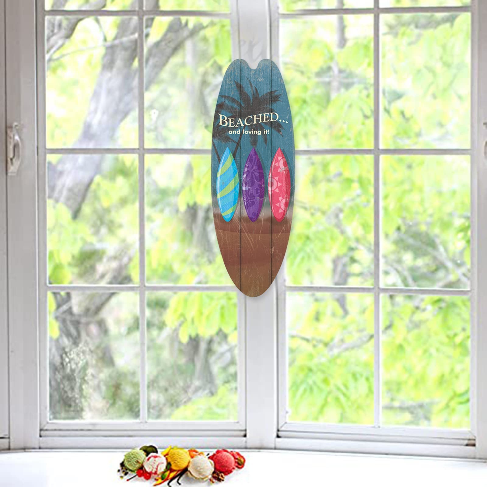 6 PZ CARTELLI da tavola da surf cartello in legno decorazione parete estate ornamento da