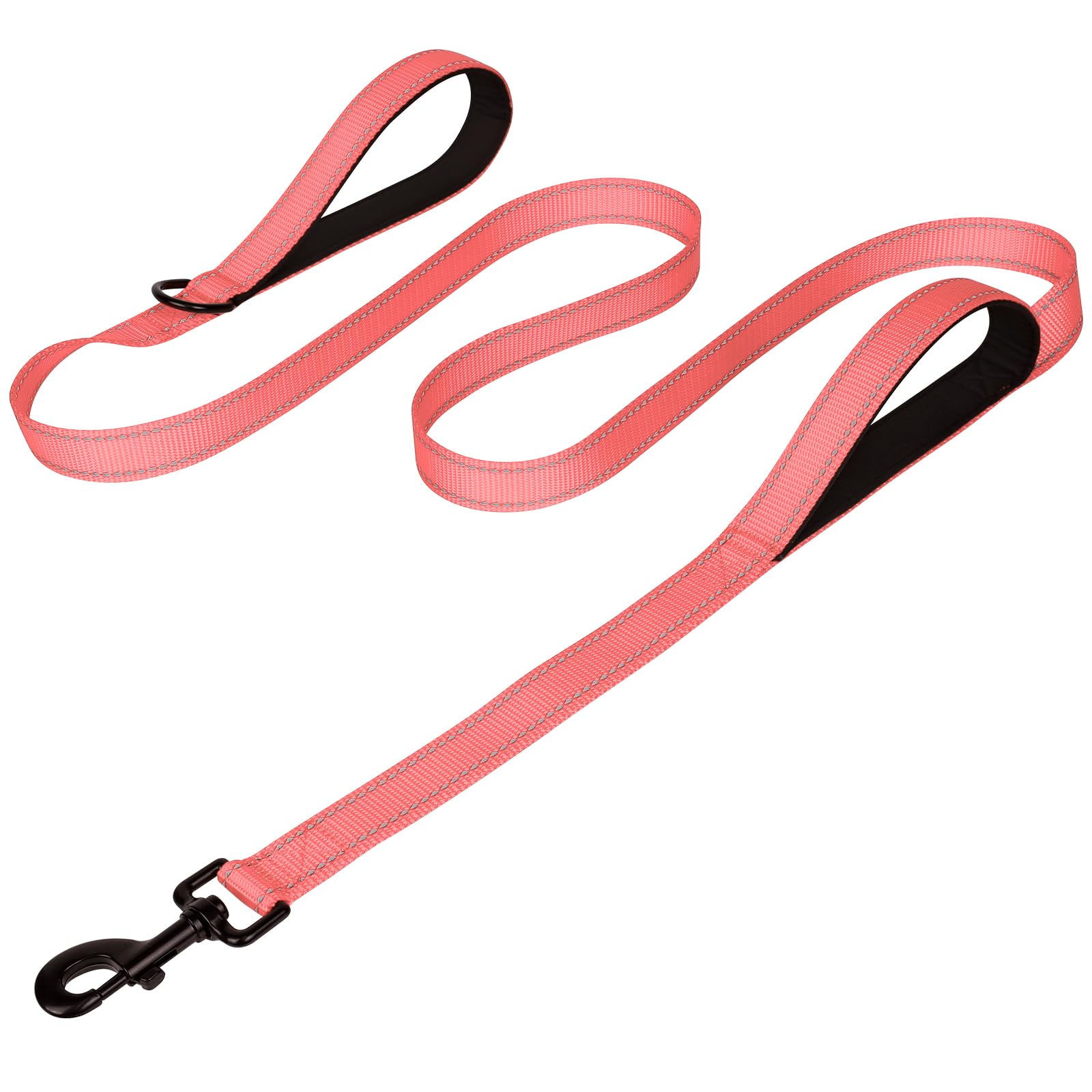 Joytale Dog Leash Heavy Duty for Large Dogs That Pull, Double Handle for Traffic Control, Double-Sided Reflective Leashes for Large Medium Dogs Night Safety, 5FT, Neon Pink