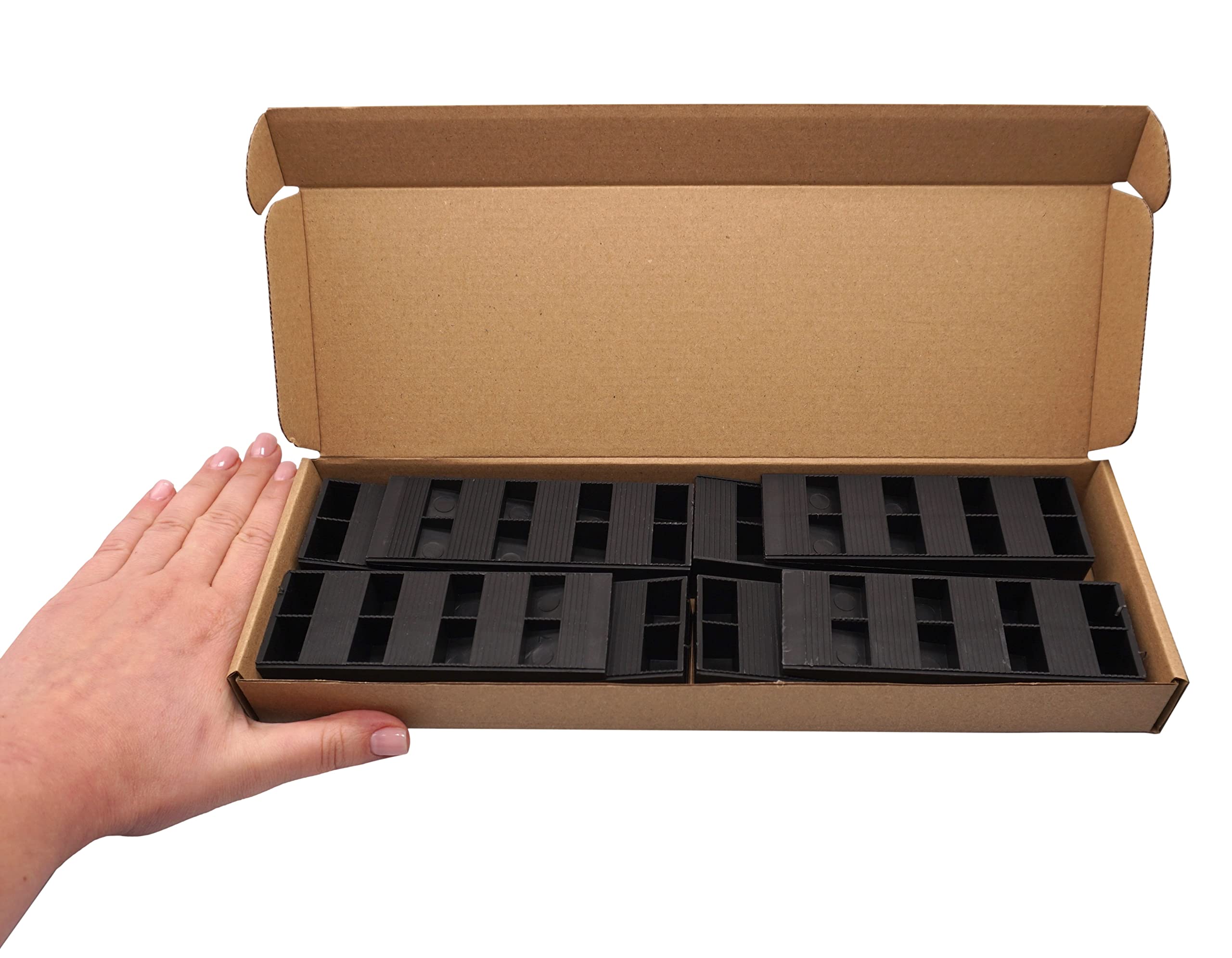 SKIR'CO (8 pcs) Black Plastic Ribbed Wedges 120 x 44 x 25 mm for Leveling Spacing Wedges, Interlocking Wedges - Image 4