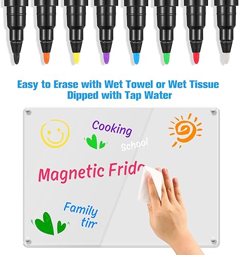 Miniatura 6 de Marcadores de tiza líquida magnéticos, marcadores de borrado en húmedo para calendario acrílico, pizarra de notas LED, vidrio transparente, pizarra
