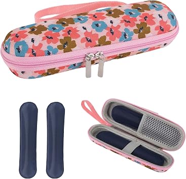 Insulin Cooler Travel Case with 2 Ice Packs,Monjaro Insulin Pen Case,Compact Hard Shell Diabetic Supplies Organiser & Medication Cool Bag,Injections Needles Cooling Travel Pouch Flowers 2
