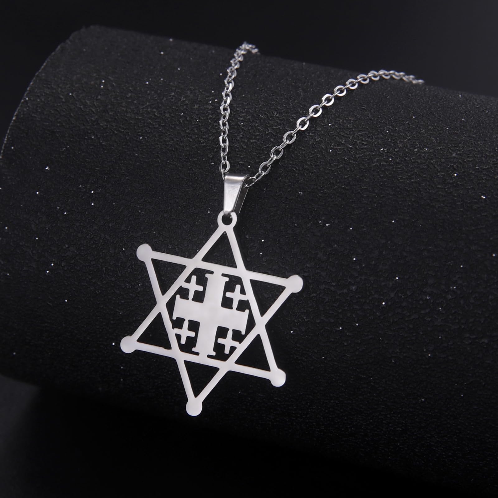 Collana Stella di David per donna Ciondolo esagonale ebraico classico in acciaio inossidabile con collane a croce Gioielli Isaia Amuleto religioso