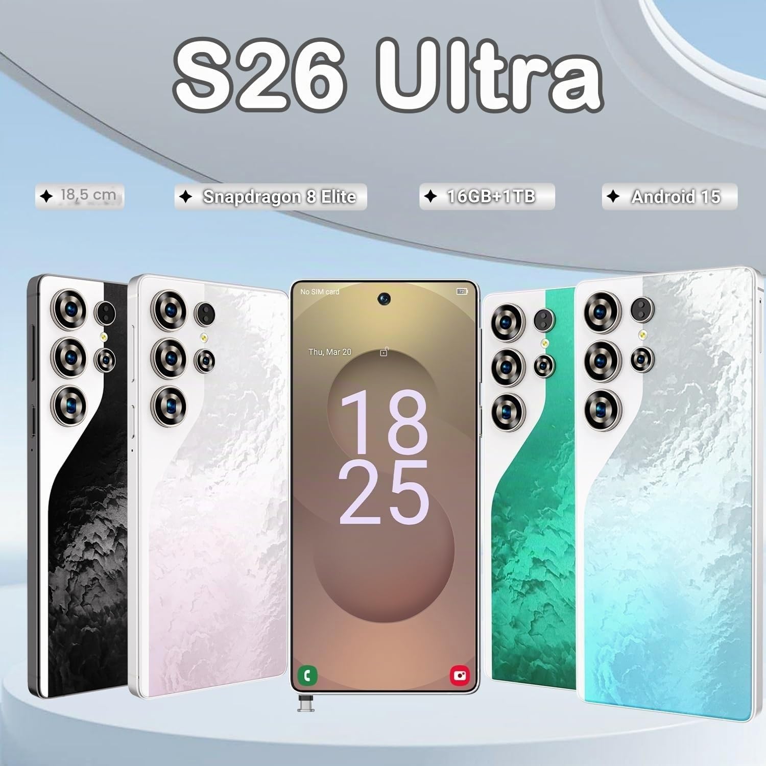 Teléfono Móvil S26 Ultra 5G Actualizado, Android 14.0, Cámara De 7.3 Pulgadas, 16 GB RAM 1 TB ROM, 8000 MAh, 72 MP, 108 MP, 3 Ranuras Para Tarjetas, Dual SIM, Desbloqueado Gratis,Pink-7.3 Inch