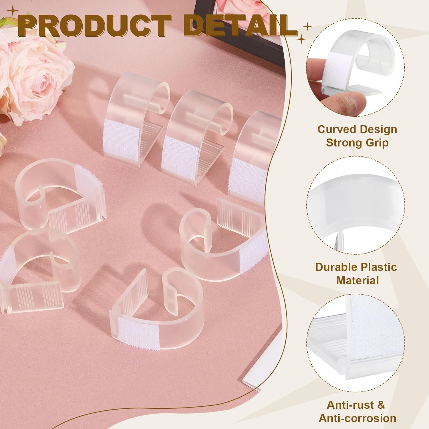 uxcell 12Pack Table Skirting Clips Plastic Tablecloth Clips 2.36"x1.77" image 3