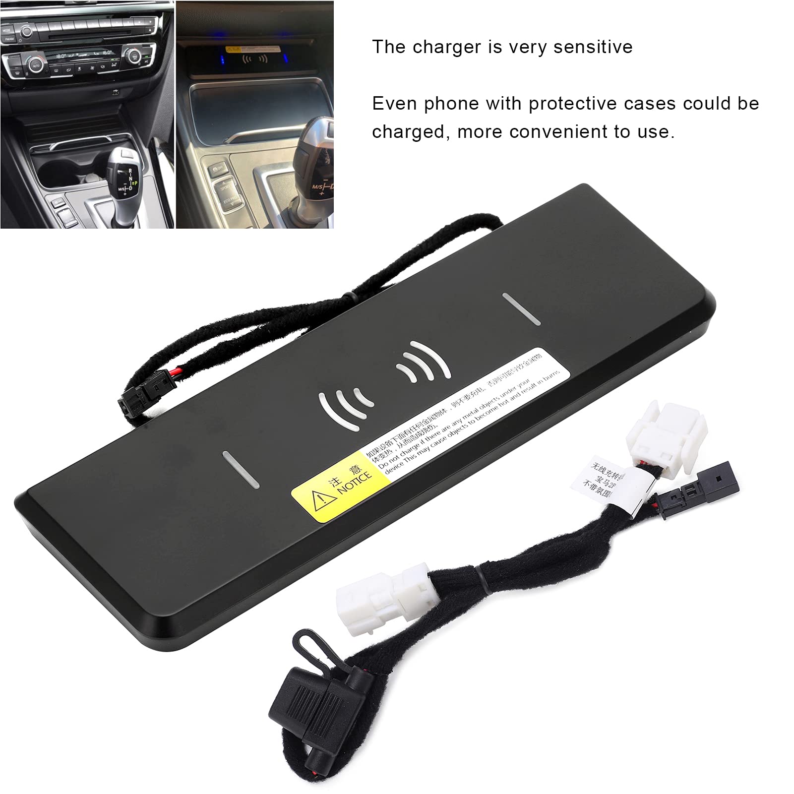 Caricabatterie Wireless per Auto, Caricabatteria Rapido Wireless per Auto 15 W Supporto per Telefono QC di Ricambio per Serie 3/4 Serie 2016-2019