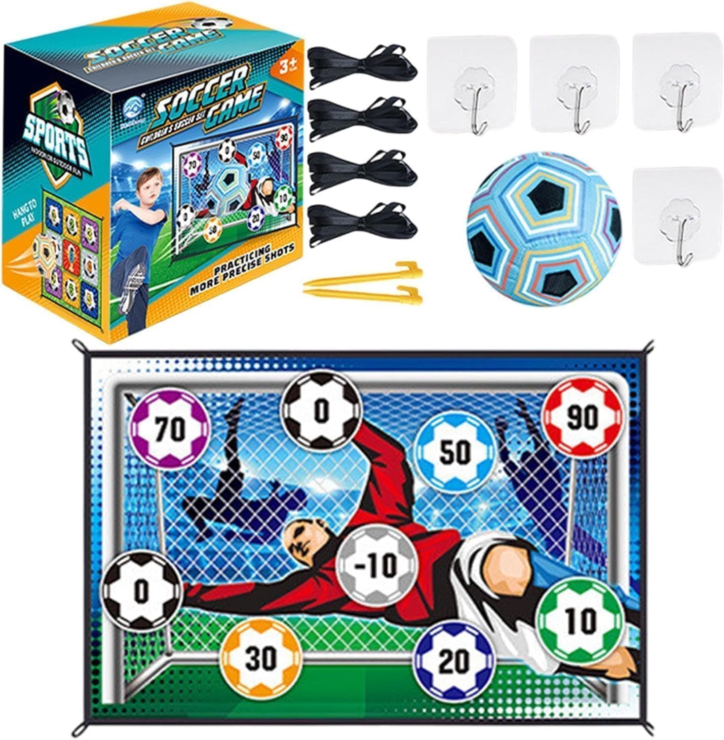 YEENAIV Soccer Ball Game Set with Foldable Flannel Goals Gift Set Kids (2)