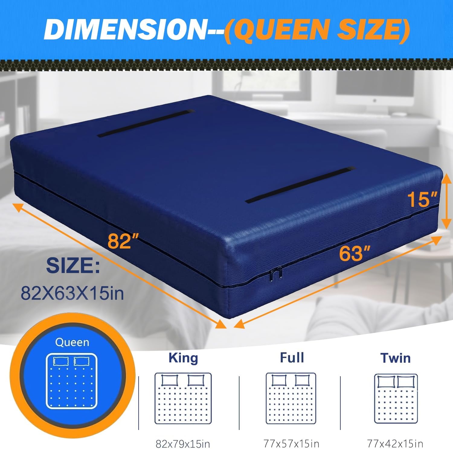 Queen Size Mattress Bags for Moving with Waterproof Zipper, Durable & Waterproof & Anti-Aging 420D Polyester Fabric,Reusable Mattress Storage Bag,Mattress Cover Protector with Sturdy 4 Handles,Navy