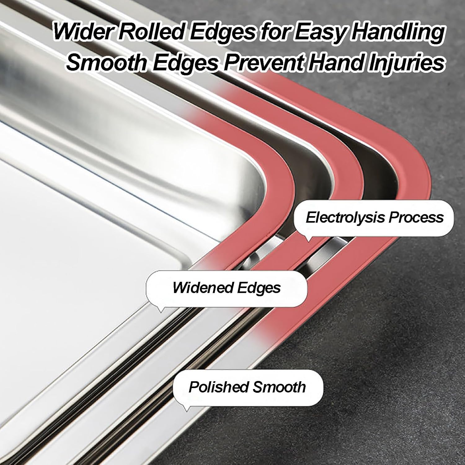 Baking Sheet, Cookie Sheets for Baking Pans, Metal Tray 304 Stainless Steel, Oil Drip Pan, Multipurpose for Holding Skewers, Fruits, Dishes(60x40x4.8cm/24x16x2in)