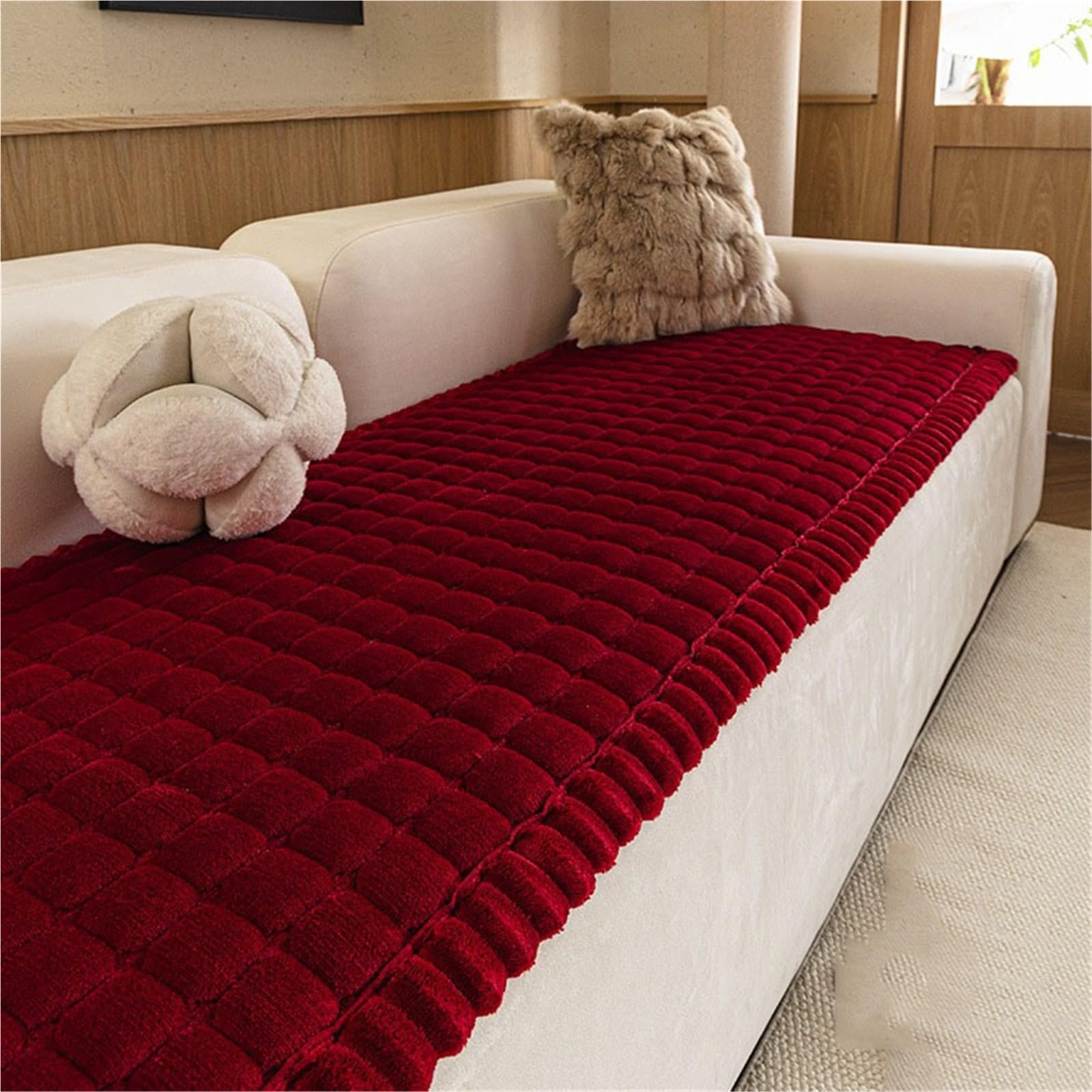 Funda for sofa para evitar pelos: Manta de perro antideslizante lavable roja