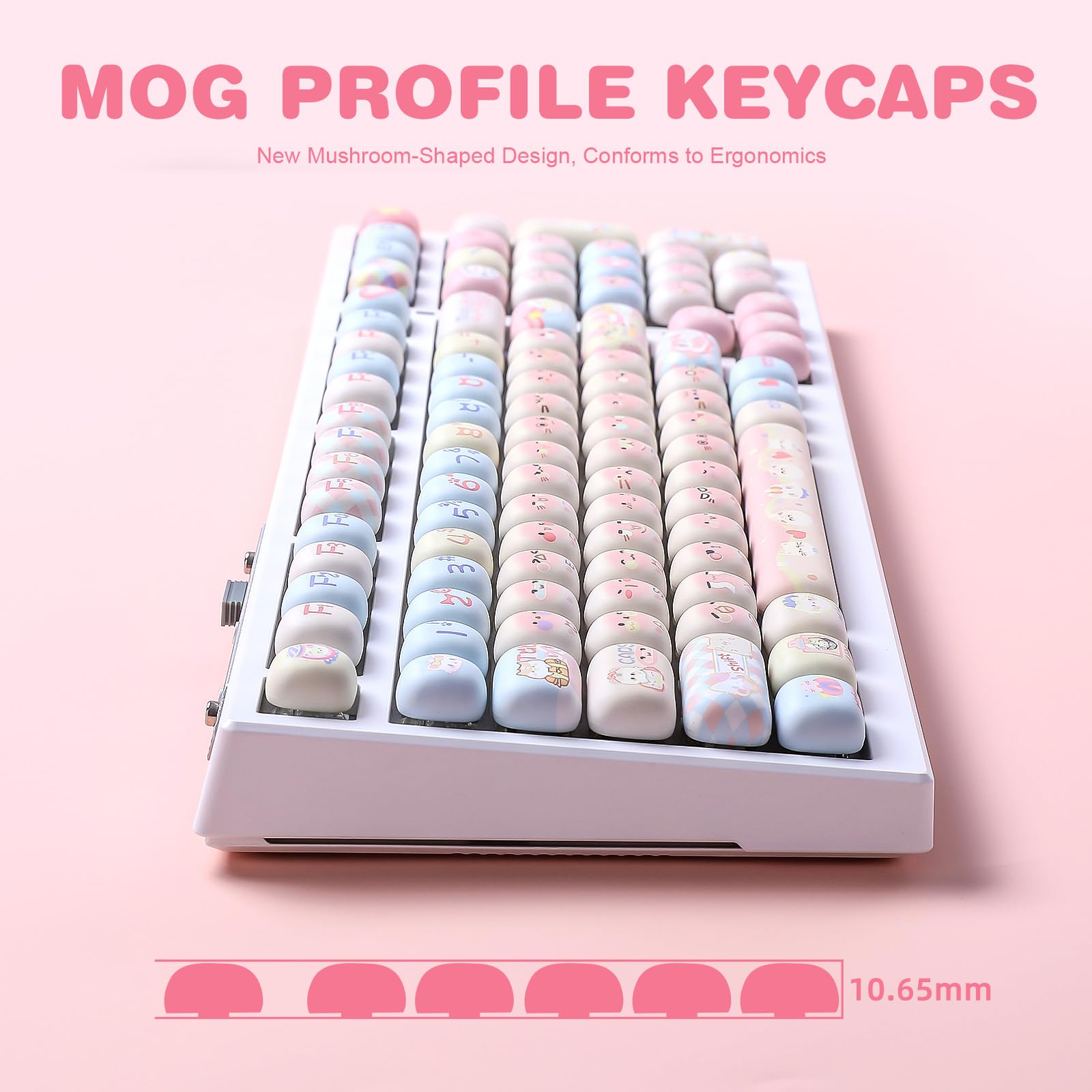 Amazon.com: YUNZII Cute Pink Kitten Custom Keycaps, 141 Keys Dye
