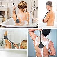 Vista 5 de Cepillo de espalda de mango largo para ducha, cepillo de baño de 20.5 pulgadas, cepillo de cuerpo de ducha con mango curvado para personas mayores