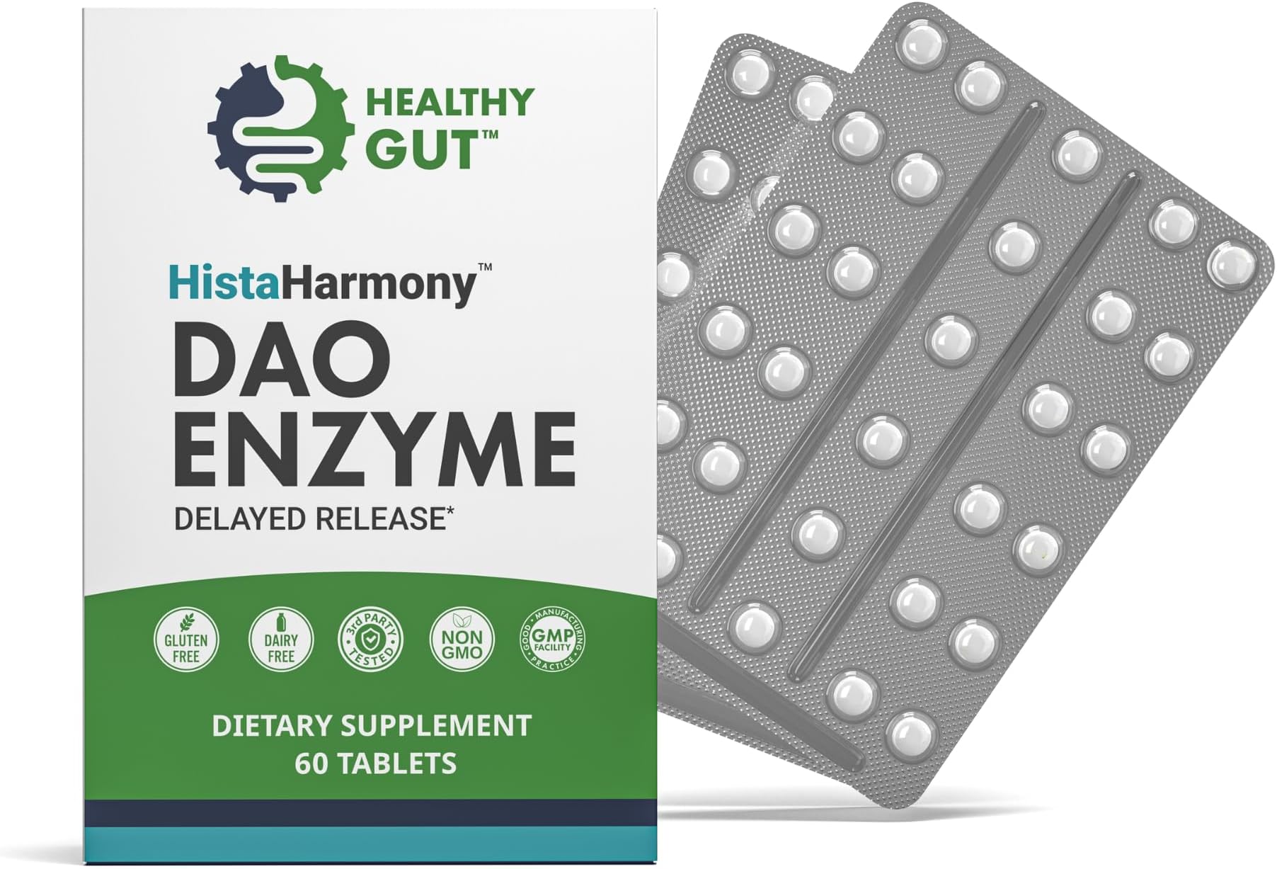 HistaHarmony | Delayed Release DAO Enzyme Supplement | 30,000 HDU Diamine Oxidase Histamine Blocker | 60 Servings