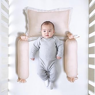 The White Cradle Cot Pillow + 2 Bolsters Set with Fillers - Organic Cotton Fabric, Protective Comfort, Softest Fiber Filling - Solid Pink