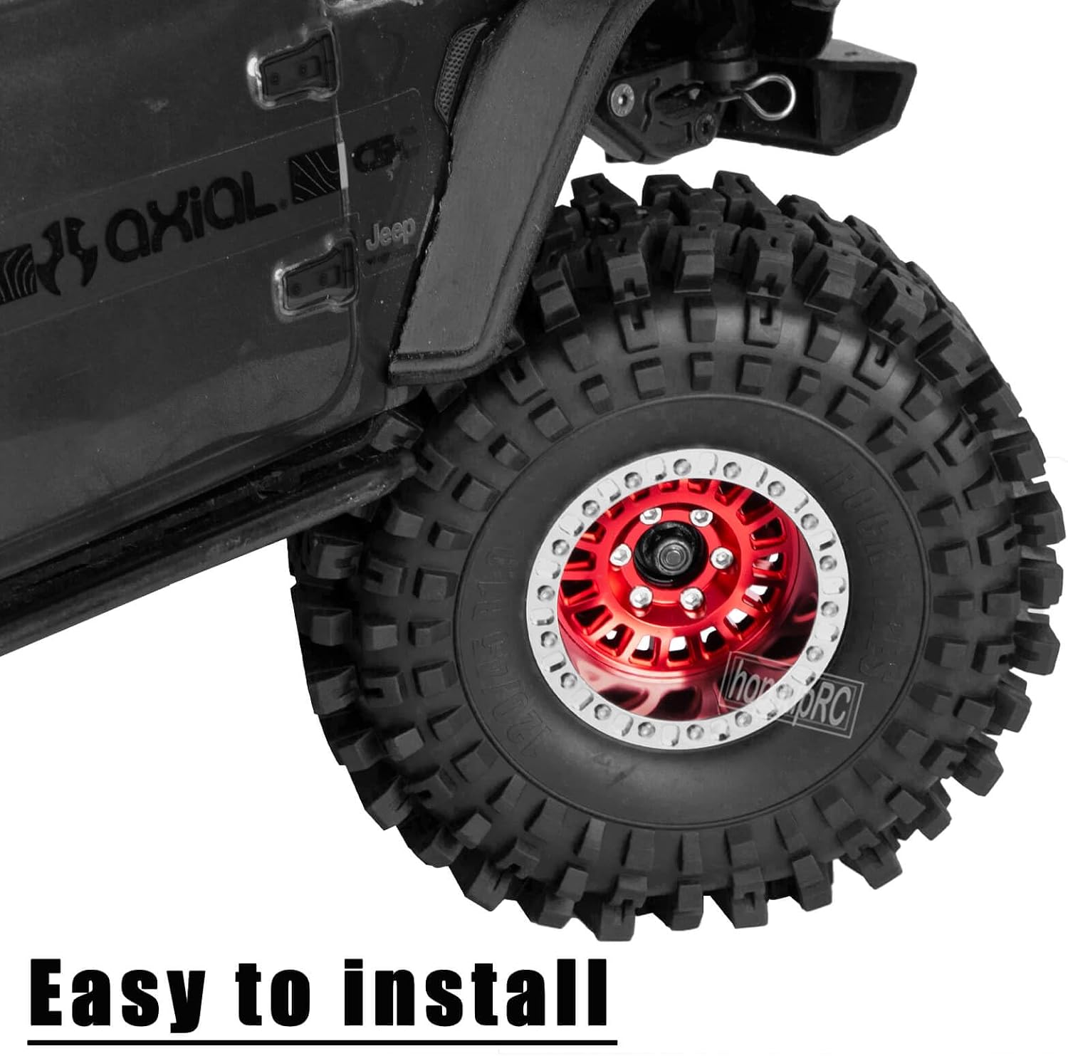 RC Aluminum 1.9 Beadlock Wheel Rims Heavy Duty for 1/10 Axial SCX10 SCX10 II 90046 SCX10 III TRX4 D90.Wheel Rim 1.9inch Beadlock Wheel Hub Rim,Red（4pcs）