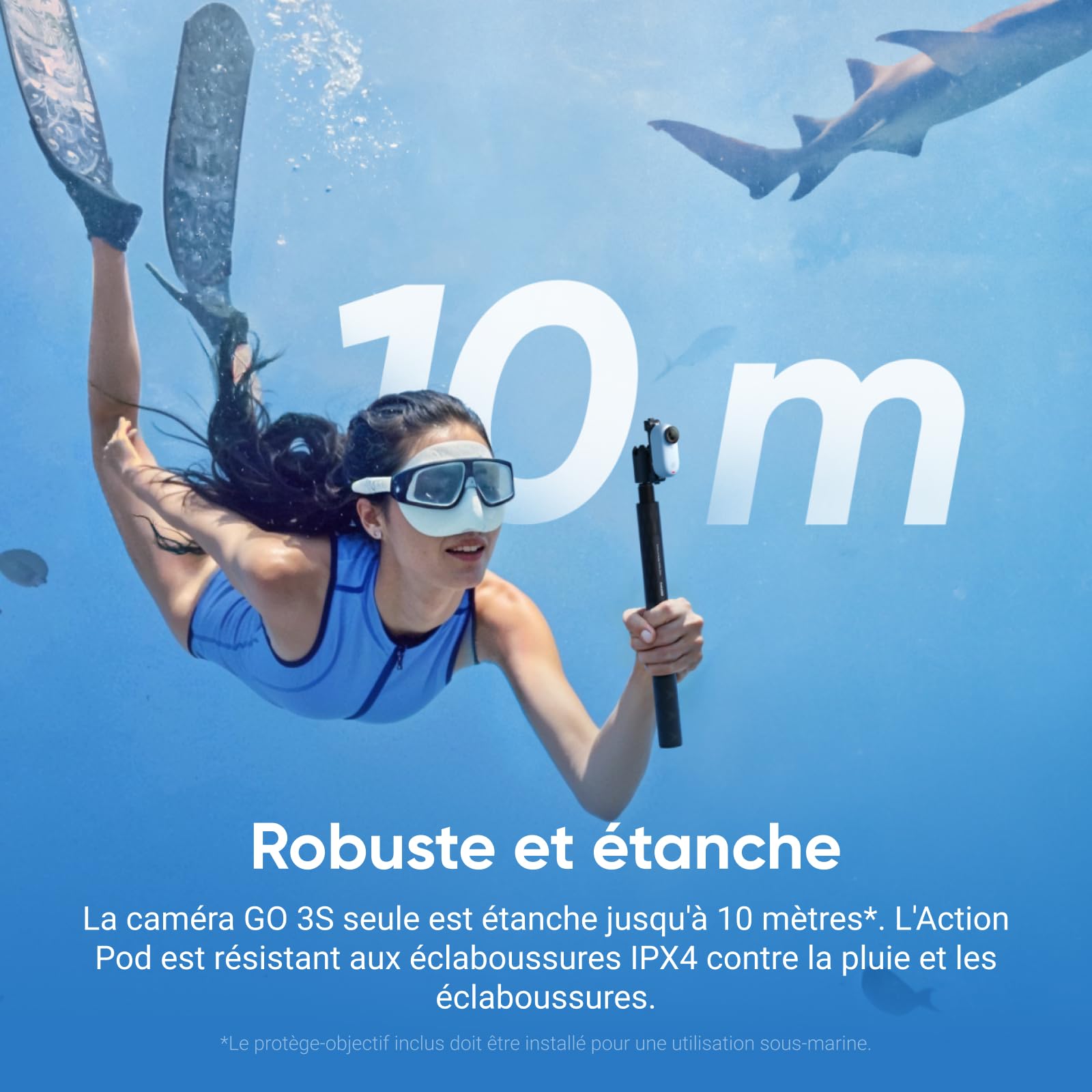 Insta360 GO 3S Noir Minuit (128GB) - Petite caméra de vlog 4K, POV Mains Libres, Montage Partout, stabilisation, 140 Min d'autonomie, étanche à 10 m, édition IA, pour Voyage, vlog