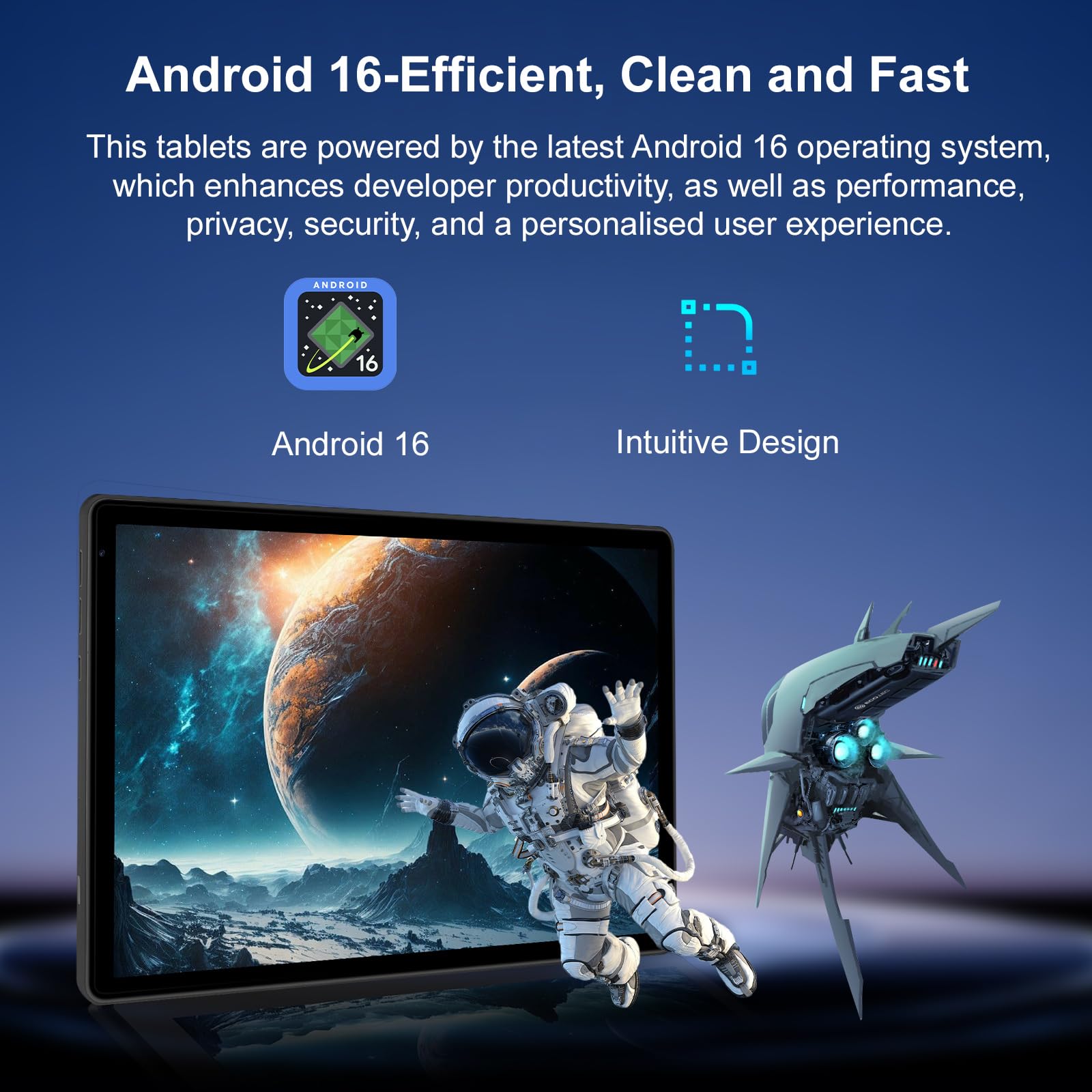 Whitedeer Tablet Android 16, 10 inch Tablet 30GB RAM 128GB ROM/2TB, Android Tablets Octa-Core Processor, Tablet 10 inch with Pen and Keyboard, WiFi 6&Bluetooth 5.0丨6000mAh丨5MP+8MP, Widevine L1-Black — view 5